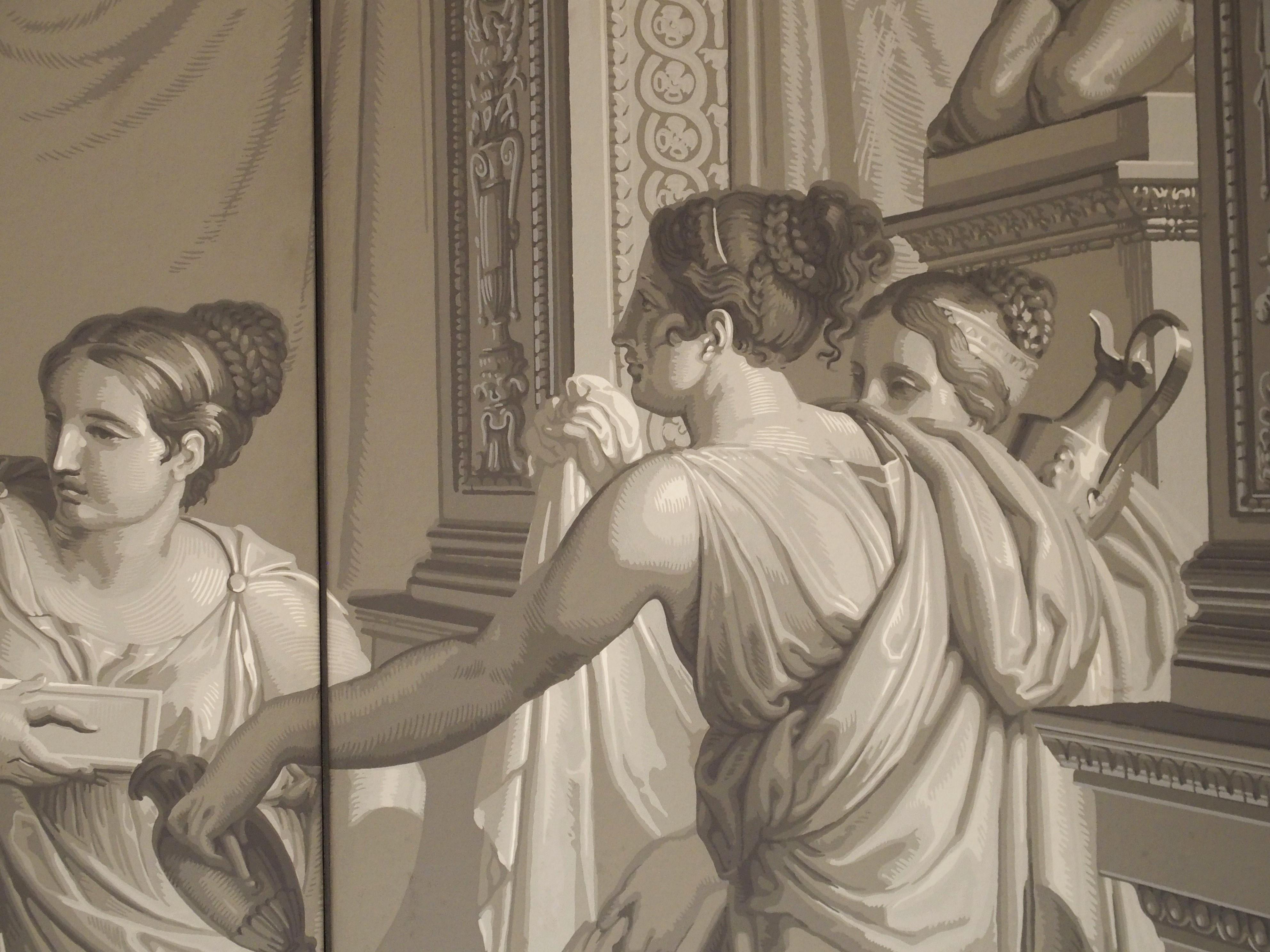 Grisaille Wallpaper Quadriptych Depicting The Bath of Psyche 8