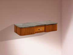 A "grissinato" wall-mounted console table with marble top, Italy, 1950s