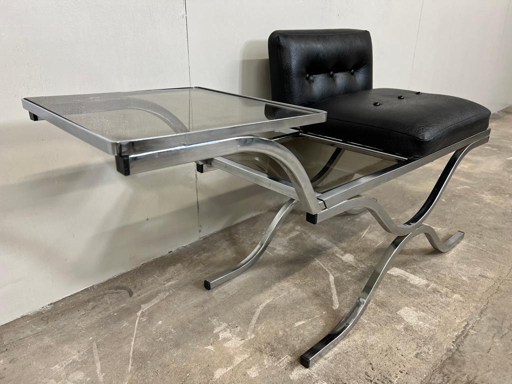 British Late 60s/early 70s Retro telephone / hall table on square chrome tubular steel For Sale