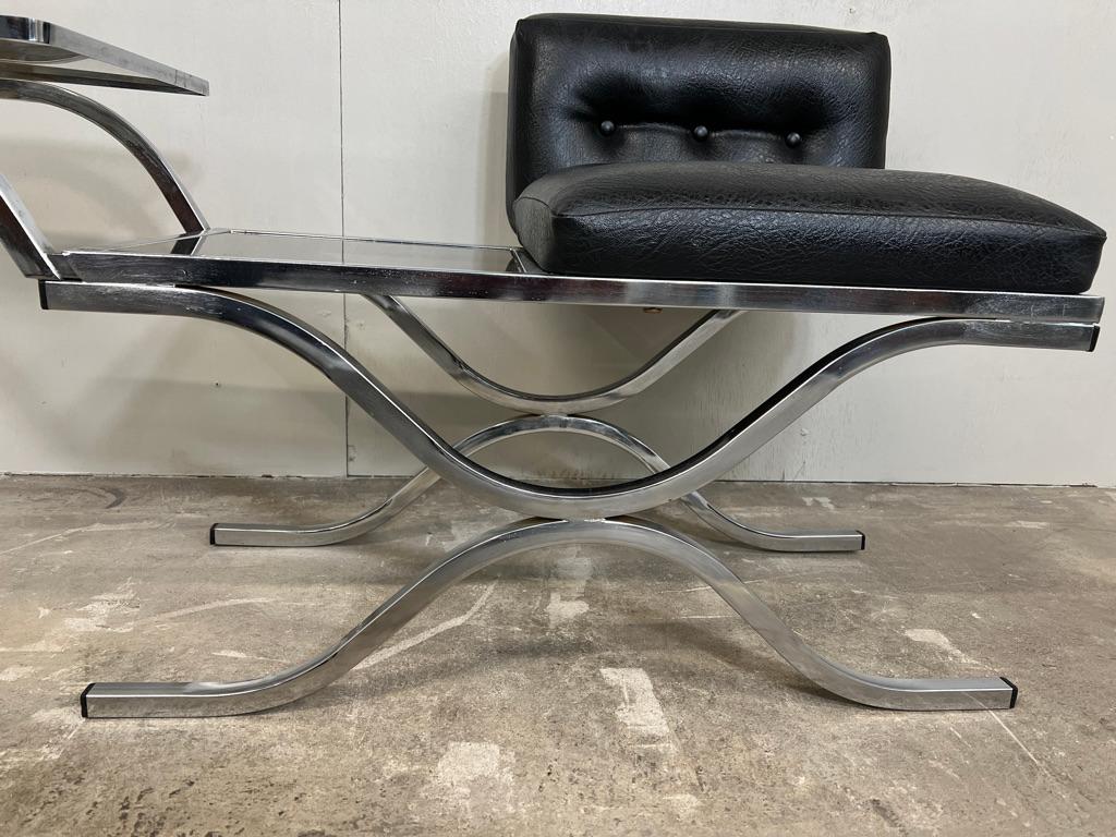 20th Century Late 60s/early 70s Retro telephone / hall table on square chrome tubular steel For Sale