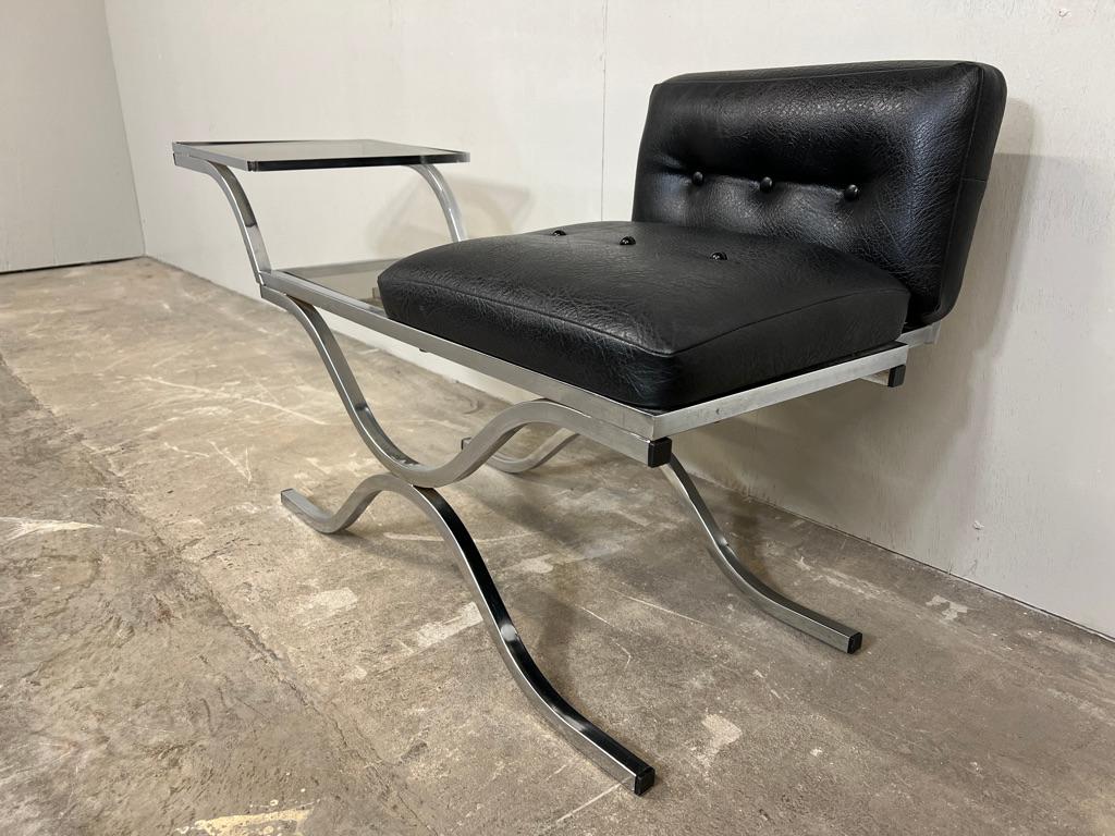 Late 60s/early 70s Retro telephone / hall table on square chrome tubular steel For Sale 1