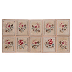 A group of 10 (ten) Framed Antique Ottoman Embroidery Fragments, 19th C.