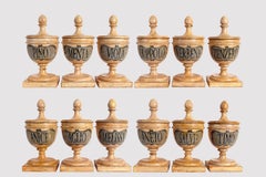 Group of 9 Herbalist Pharmacy Wooden Jars, Italy 1870