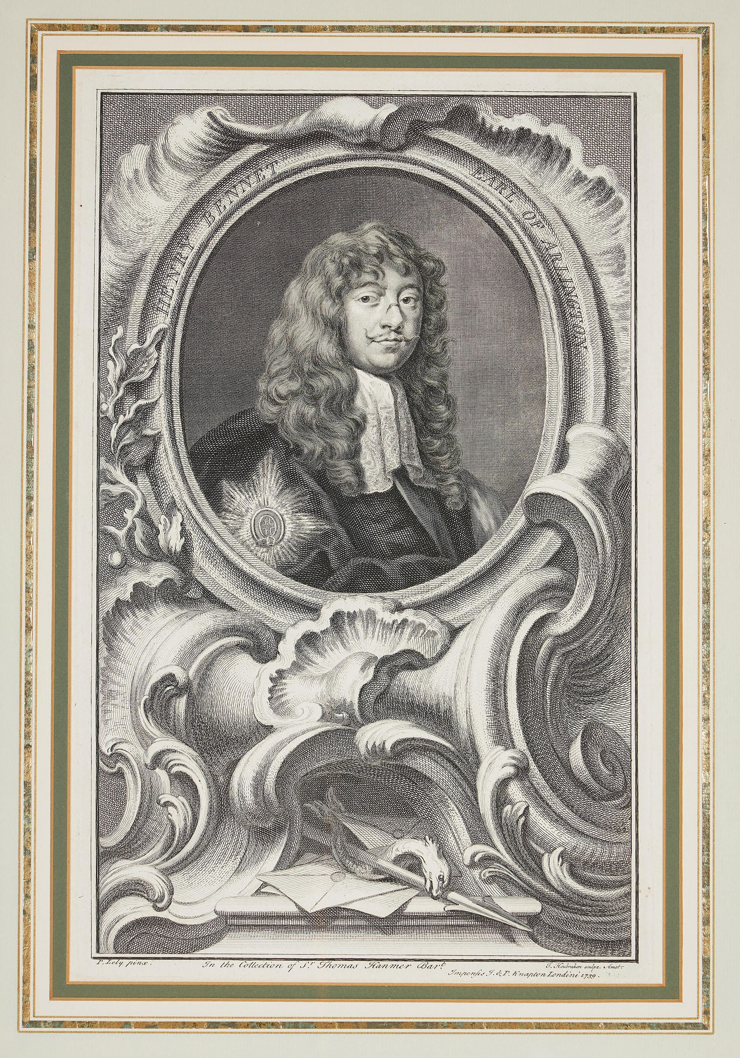 Achtzeilige Radierporträts von Jacobus Houbraken (Holland, 1698-1770). Aus Thomas Birch (1705-1766), 