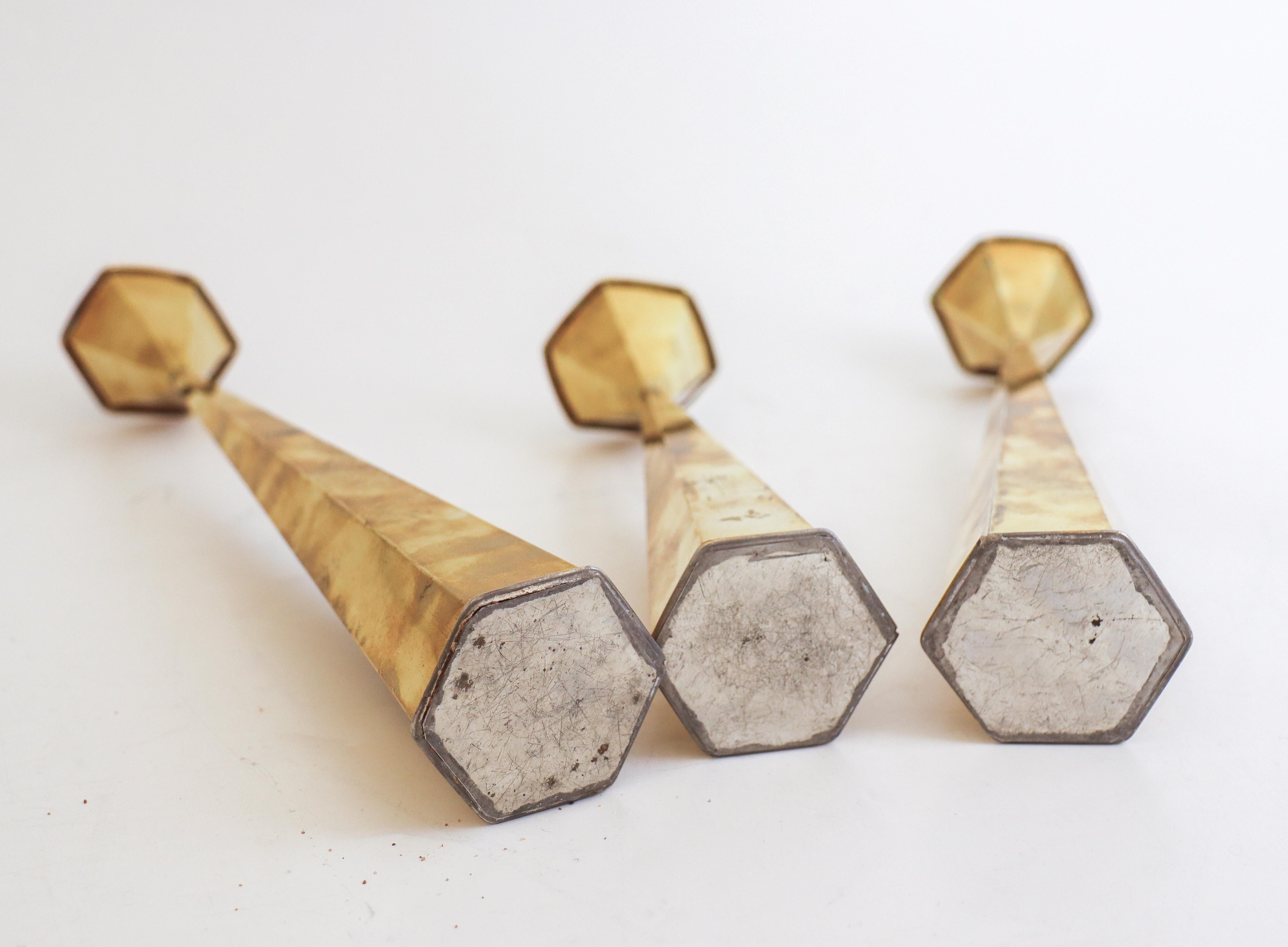 A group of 3 Candlesticks Brass - Sweden Mid century For Sale 2