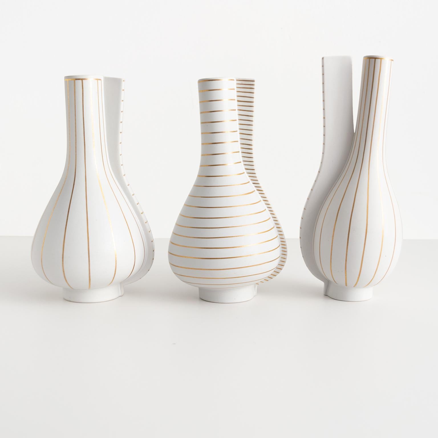 Glazed Group of 3 Surrea Series Vases Designed by Wilhelm Kåge for Gustavsberg