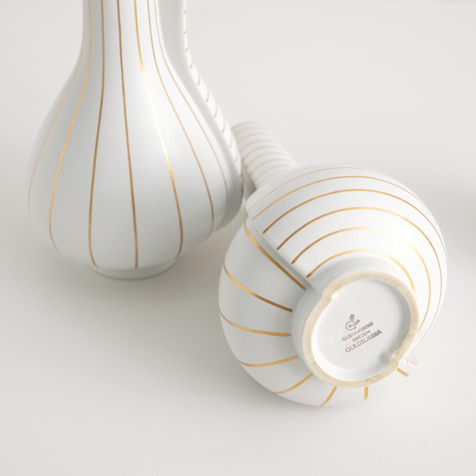 Ceramic Group of 3 Surrea Series Vases Designed by Wilhelm Kåge for Gustavsberg