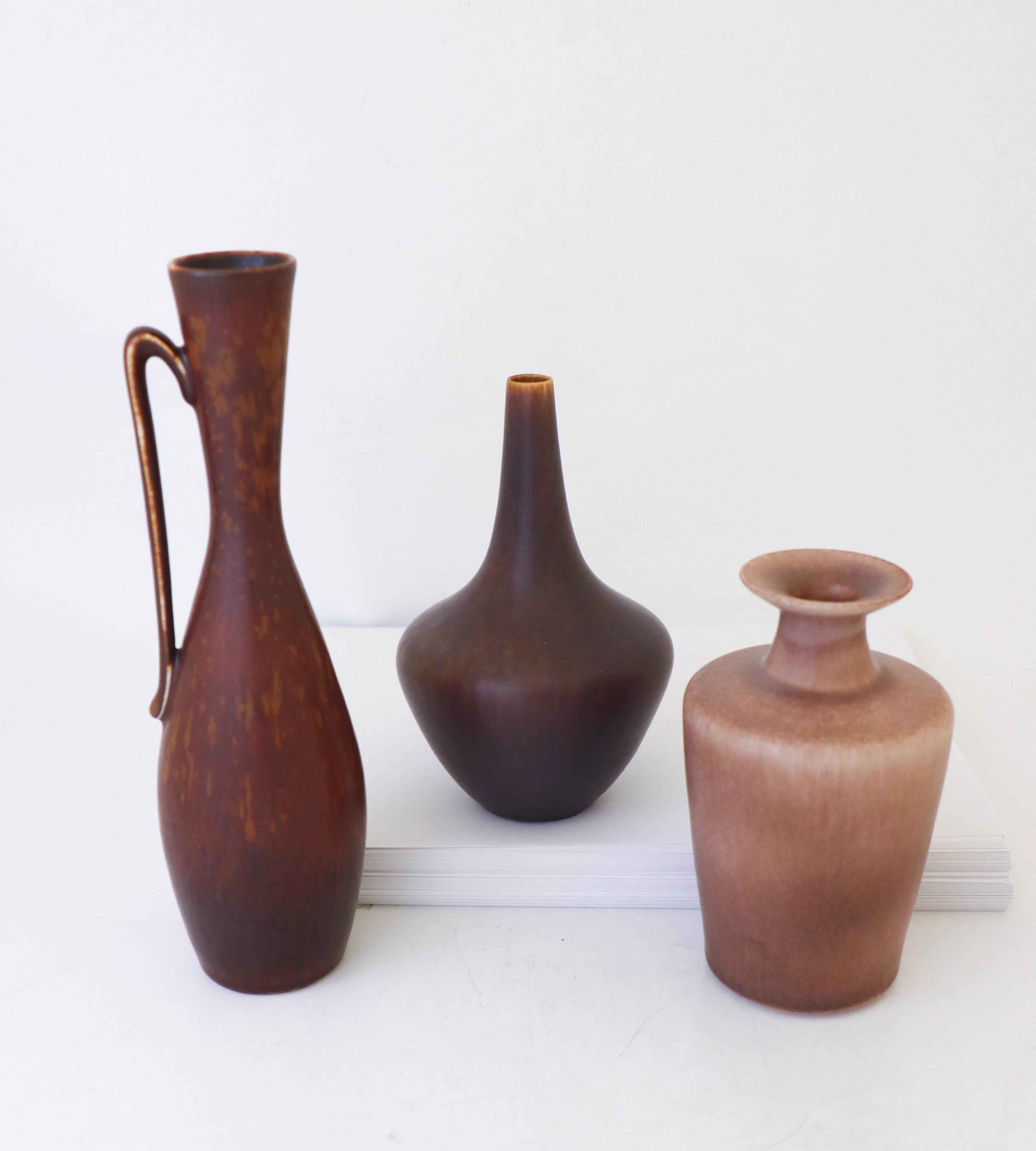 Scandinavian Modern A group of 3 vases, Gunnar Nylund, Rörstrand, Mid-Century Vintage Scandinavia 