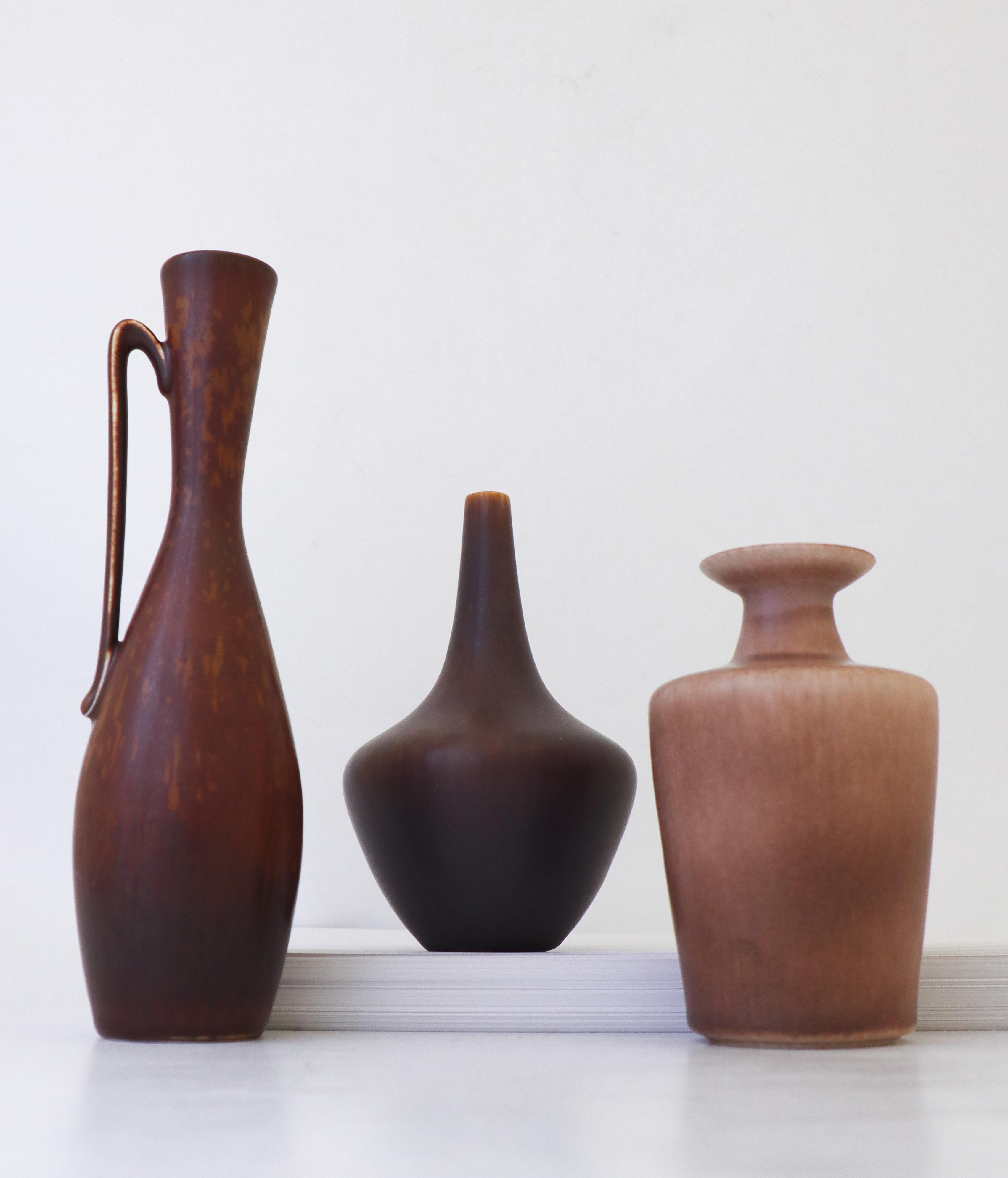 Swedish A group of 3 vases, Gunnar Nylund, Rörstrand, Mid-Century Vintage Scandinavia 