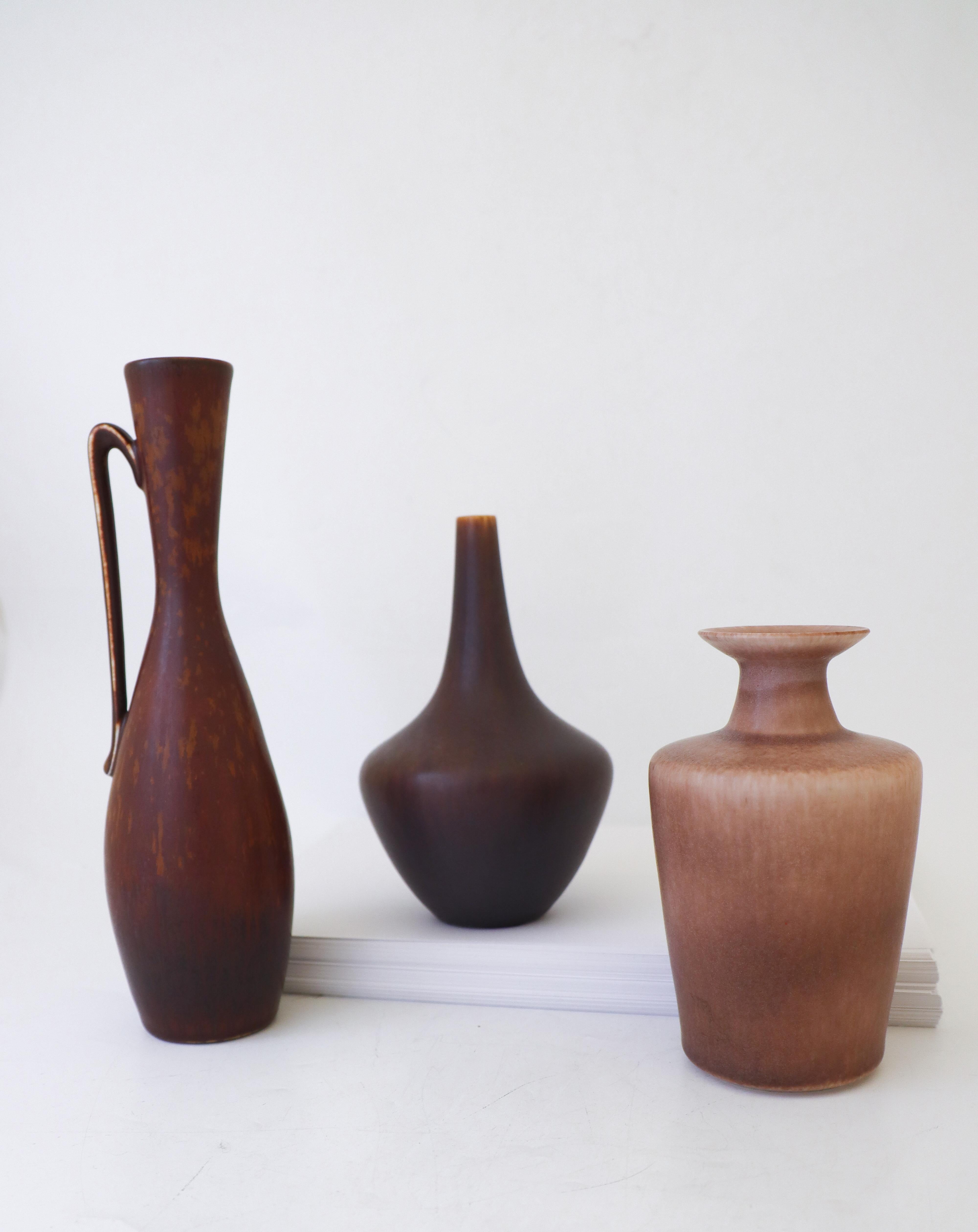 Glazed A group of 3 vases, Gunnar Nylund, Rörstrand, Mid-Century Vintage Scandinavia 