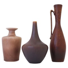 A group of 3 vases, Gunnar Nylund, Rörstrand, Mid-Century Vintage Scandinavia 