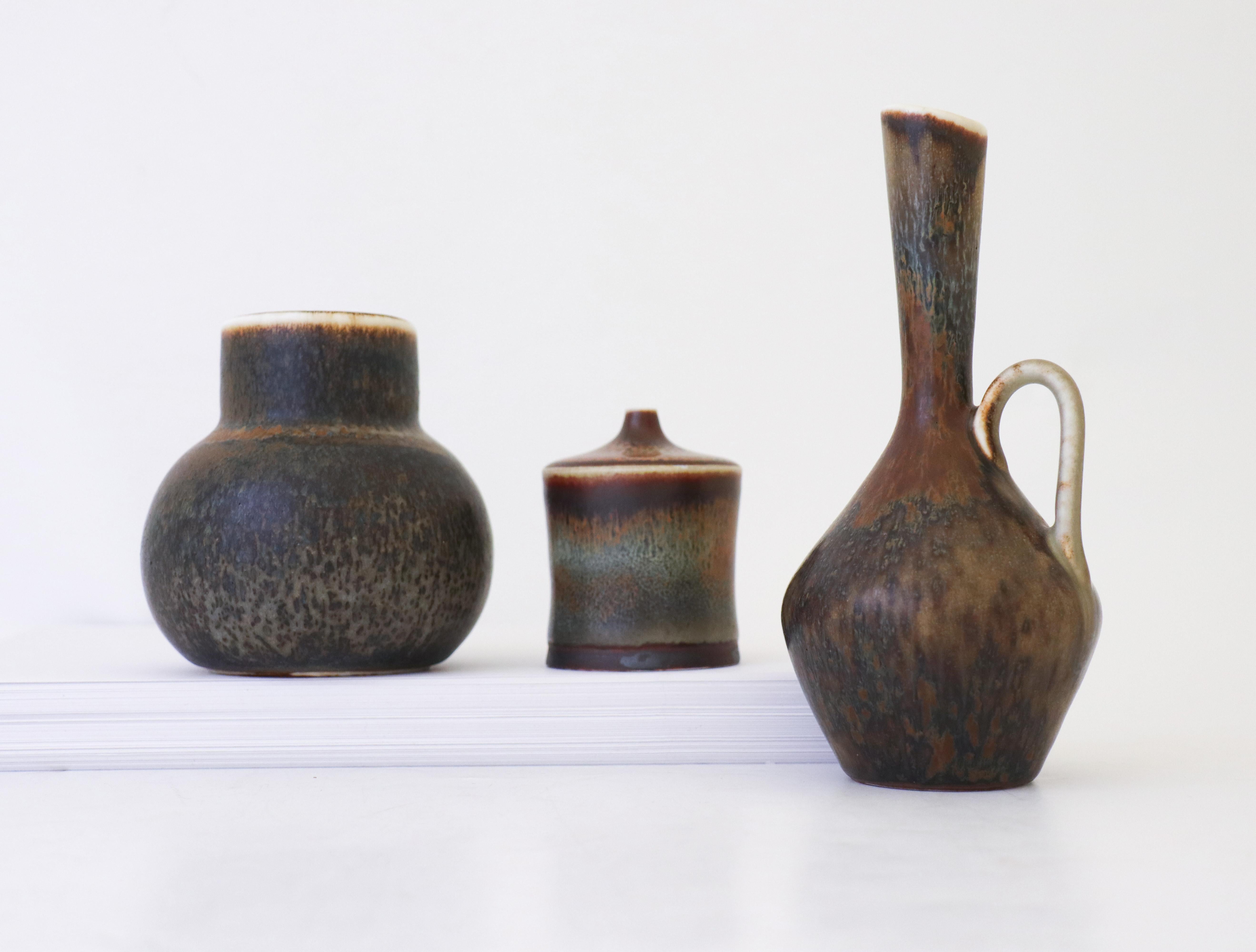 Glazed A group of 3 vases, Rörstrand Carl-Harry Stålhane, Mid-Century Vintage, 