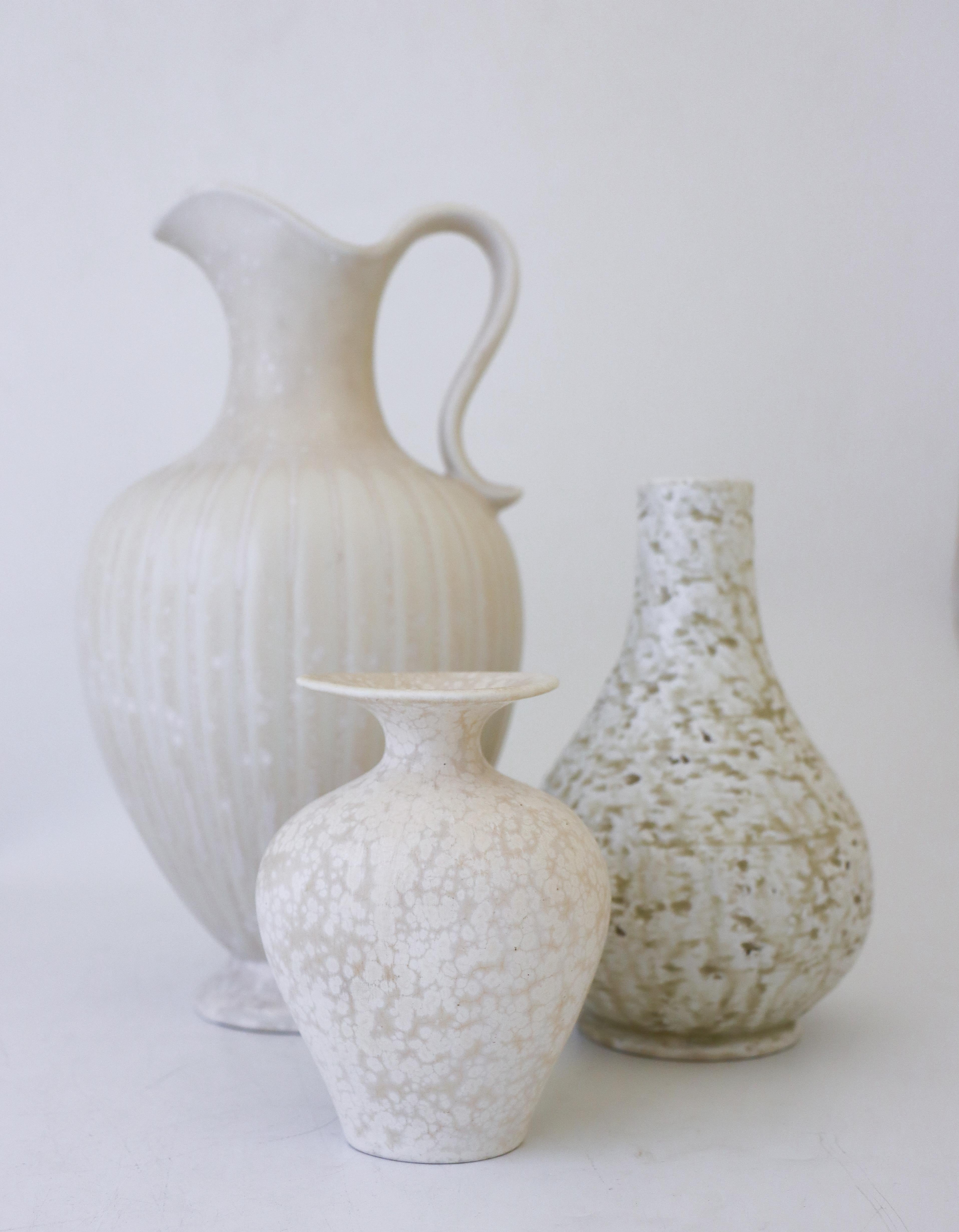 20th Century Group of 3 White Vases, Gunnar Nylund, Rörstrand, Mid-Century Vintage