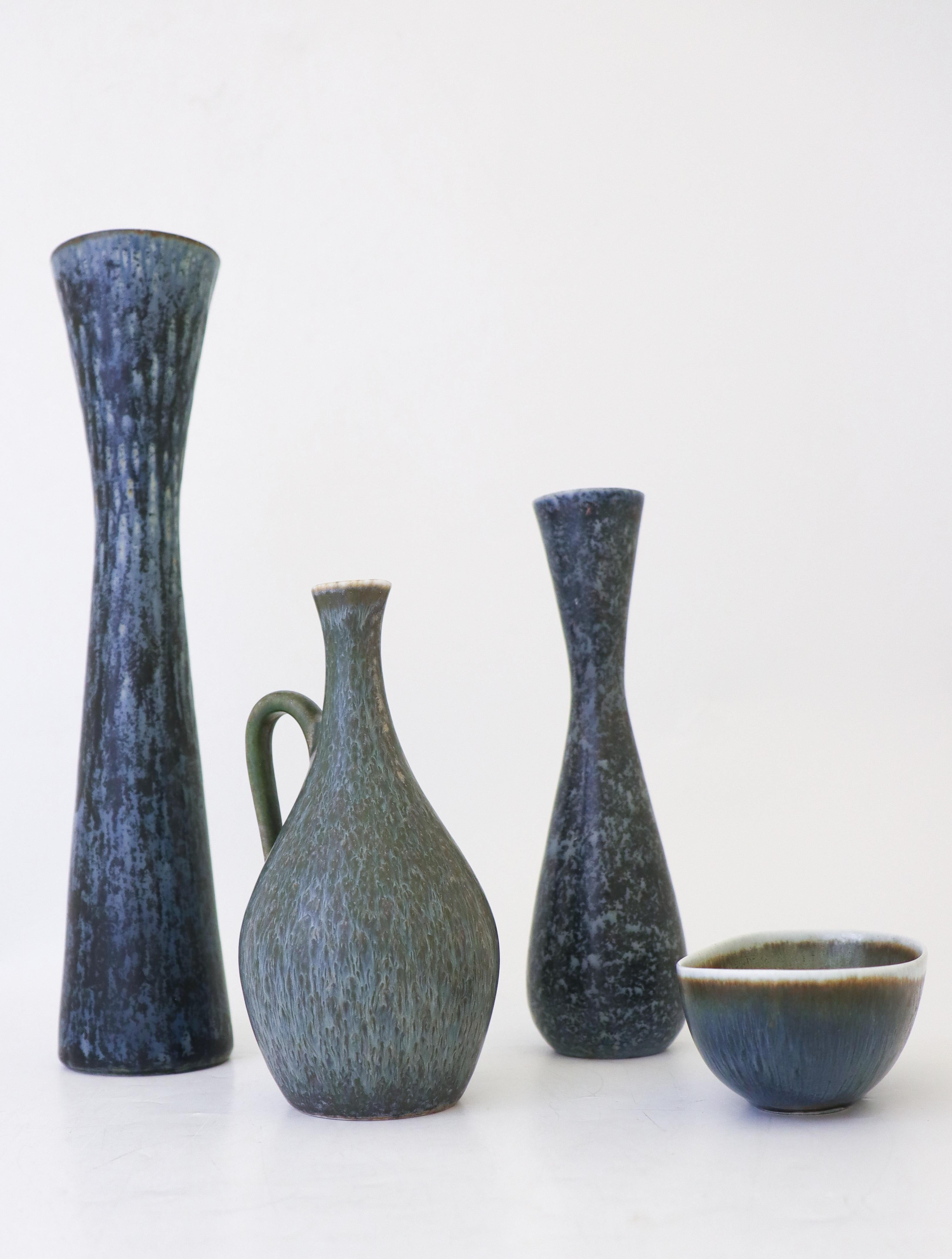 Group of 4 Blue Vases, Rörstrand Carl-Harry Stålhane, Mid-Century Vintage For Sale 2