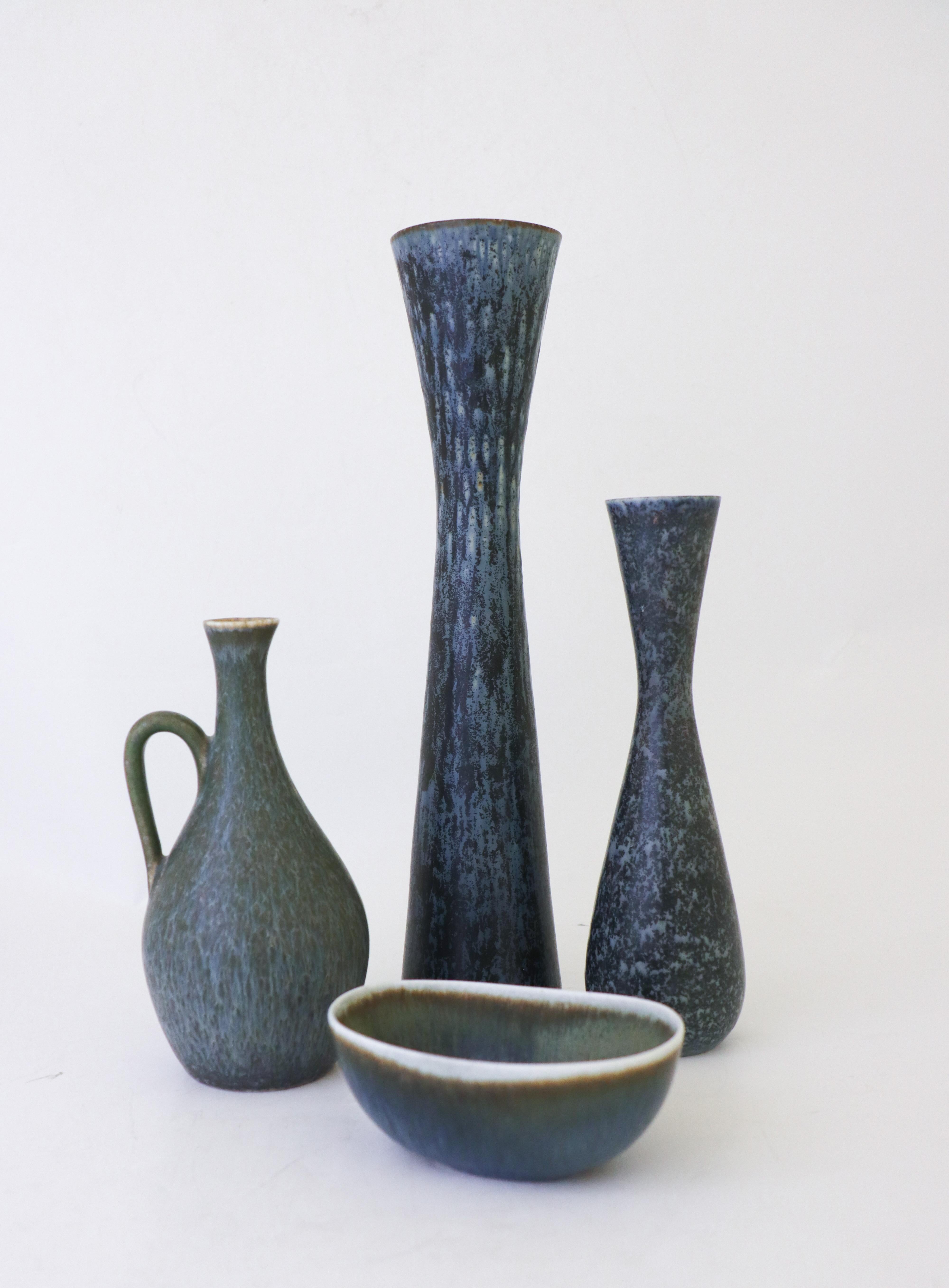 20th Century Group of 4 Blue Vases, Rörstrand Carl-Harry Stålhane, Mid-Century Vintage For Sale
