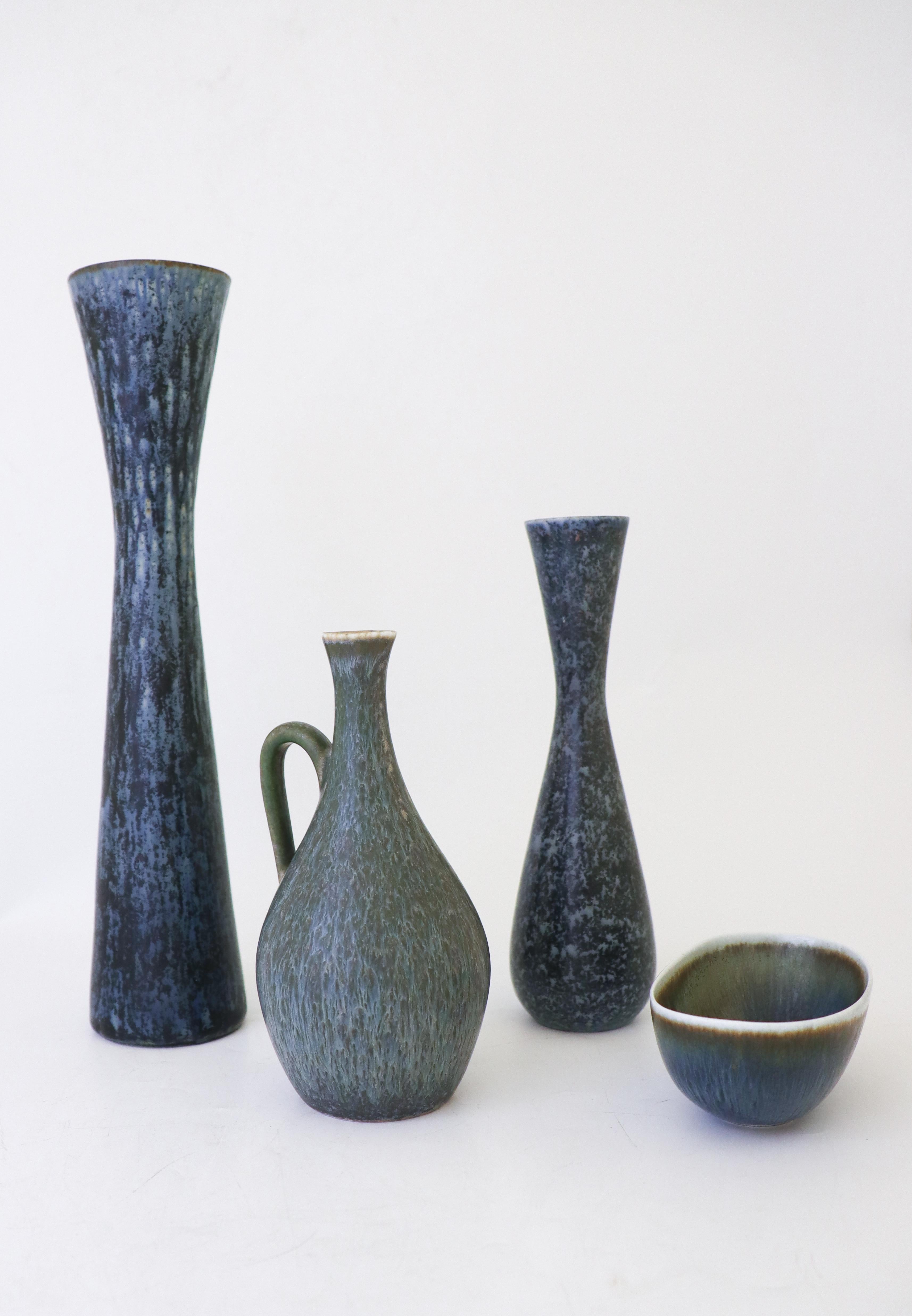 Group of 4 Blue Vases, Rörstrand Carl-Harry Stålhane, Mid-Century Vintage For Sale 1