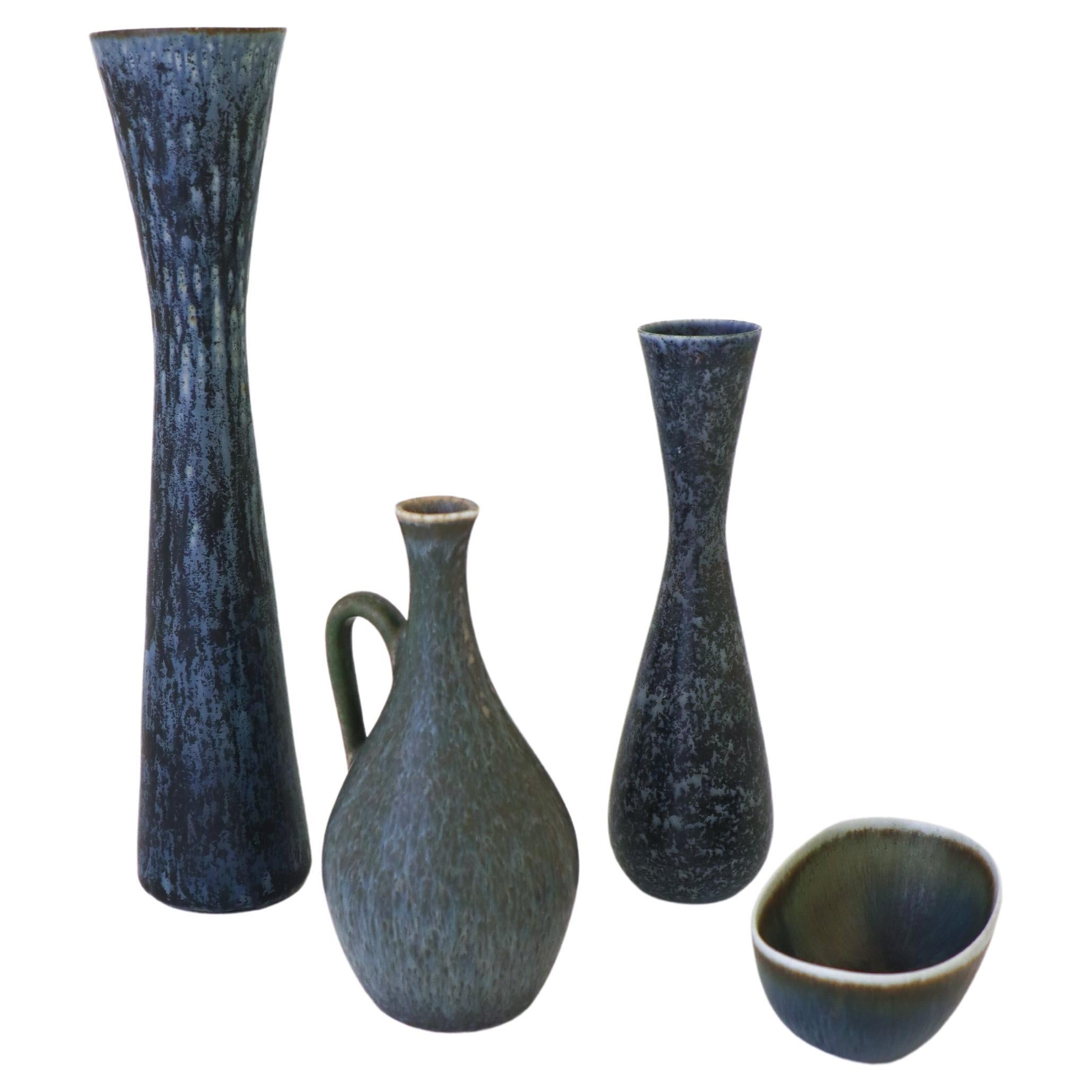 Groupe de 4 vases bleus, Rrstrand Carl-Harry Stlhane, Mid-Century Vintage