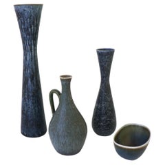 Group of 4 Blue Vases, Rörstrand Carl-Harry Stålhane, Mid-Century Vintage
