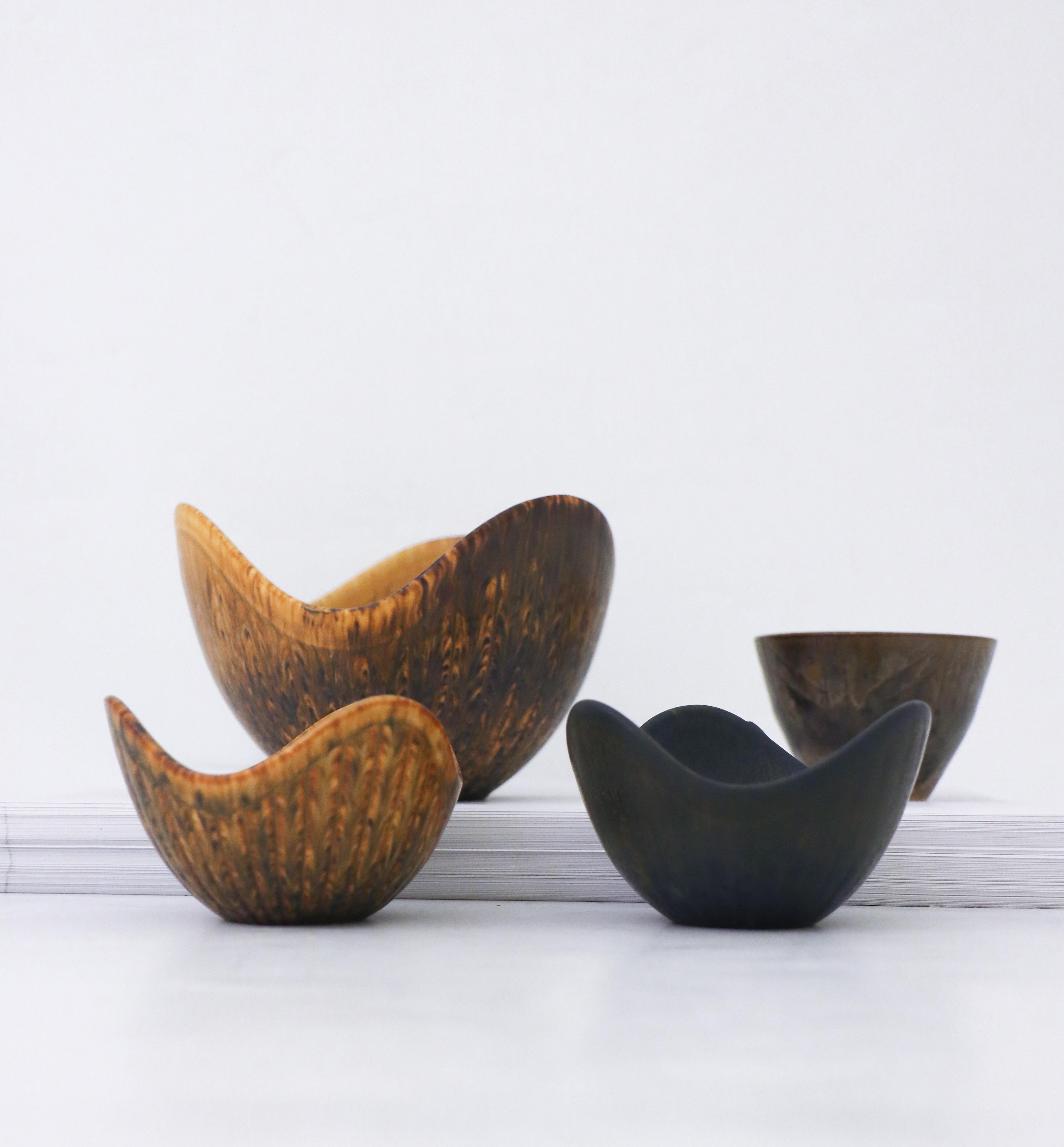 Glazed Group of 4 Bowls, Rörstrand, Mid-Century Vintage, Scandinavian Design