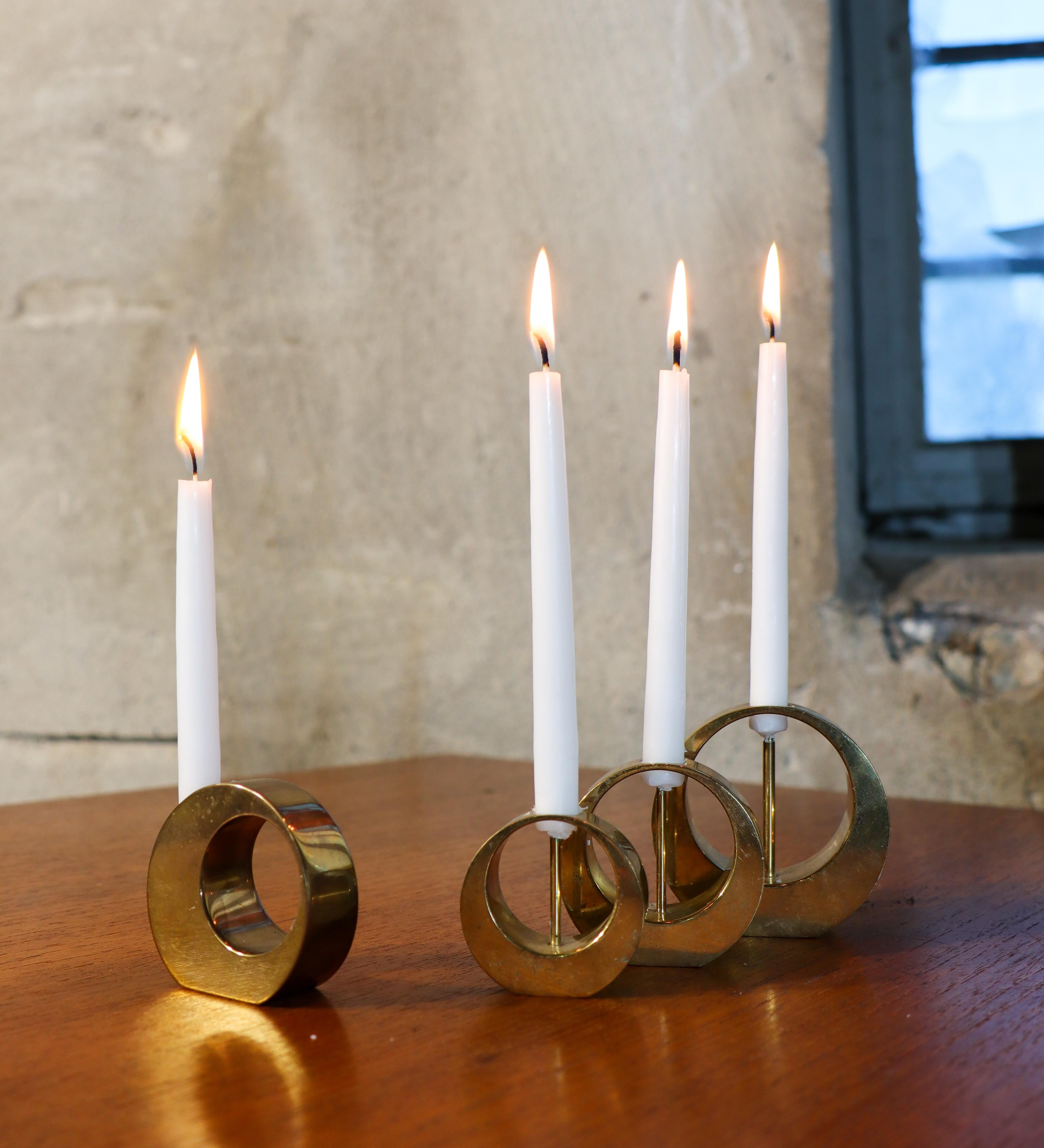 Groupe de 4 chandeliers - Laiton - Arthur Pe - Kolbäck Suède en vente 4