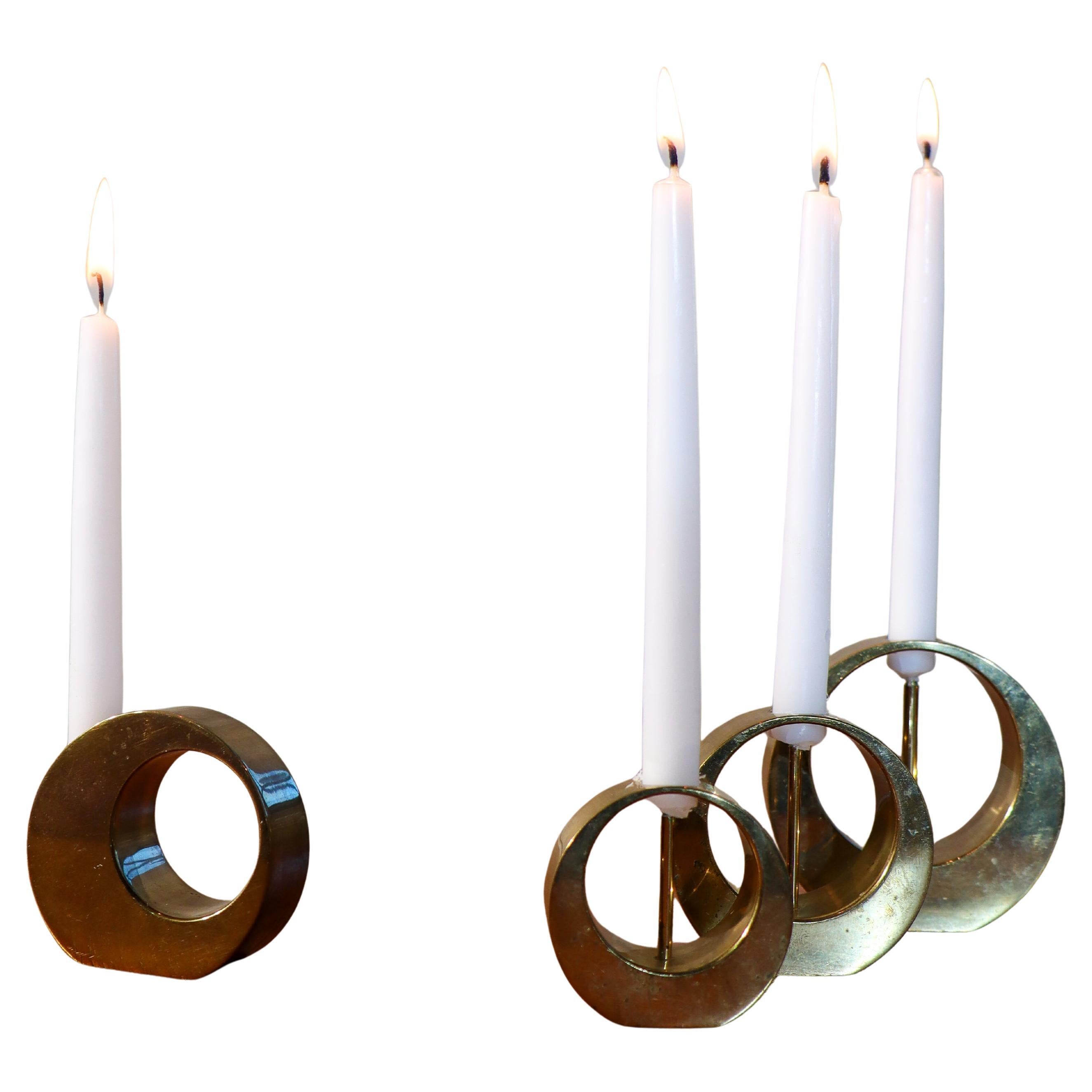 A Group of 4 Candlesticks - Brass - Arthur Pe - Kolbäck Sweden