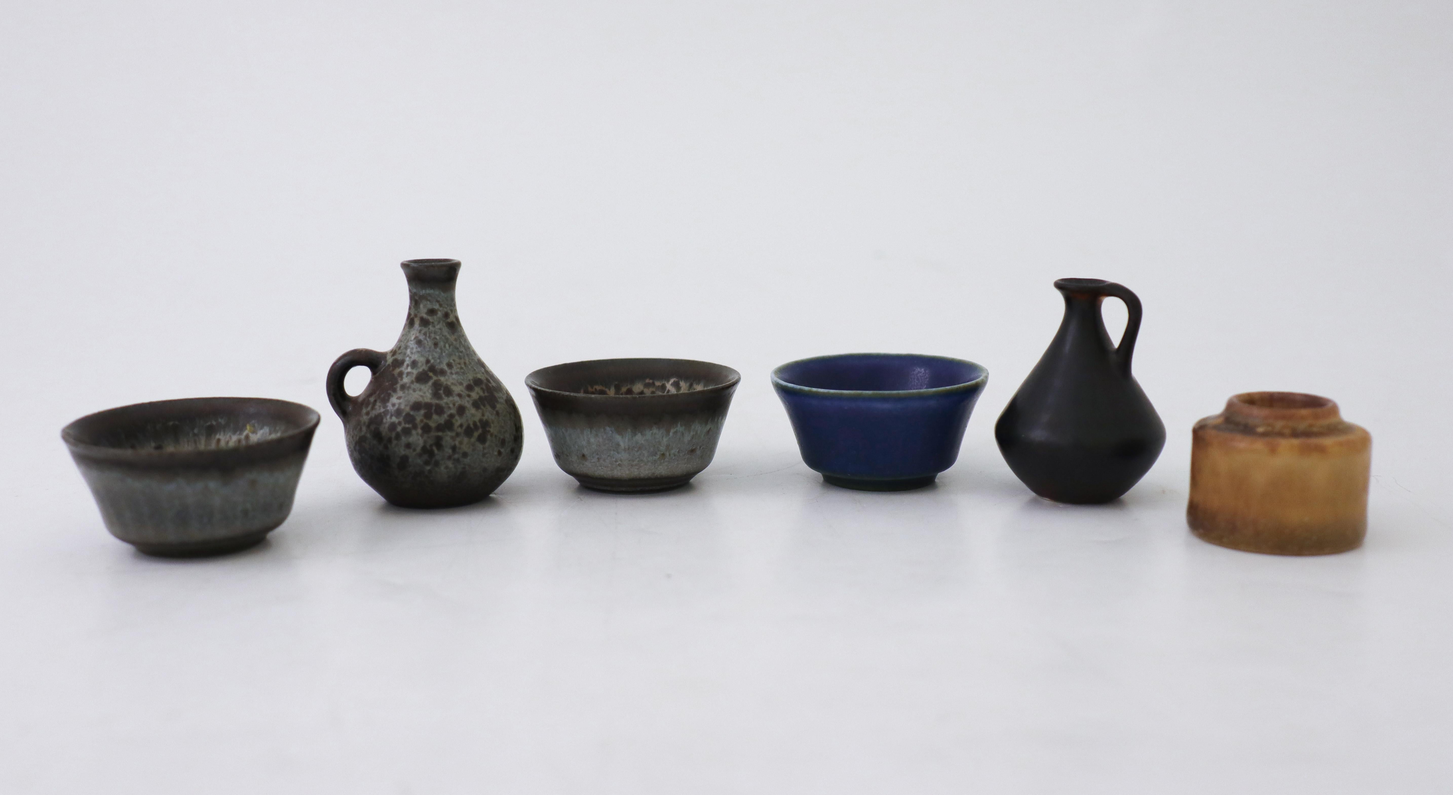 Swedish Group of 5 Miniature Vases & Bowls, Rörstrand, Carl-Harry Stålhane