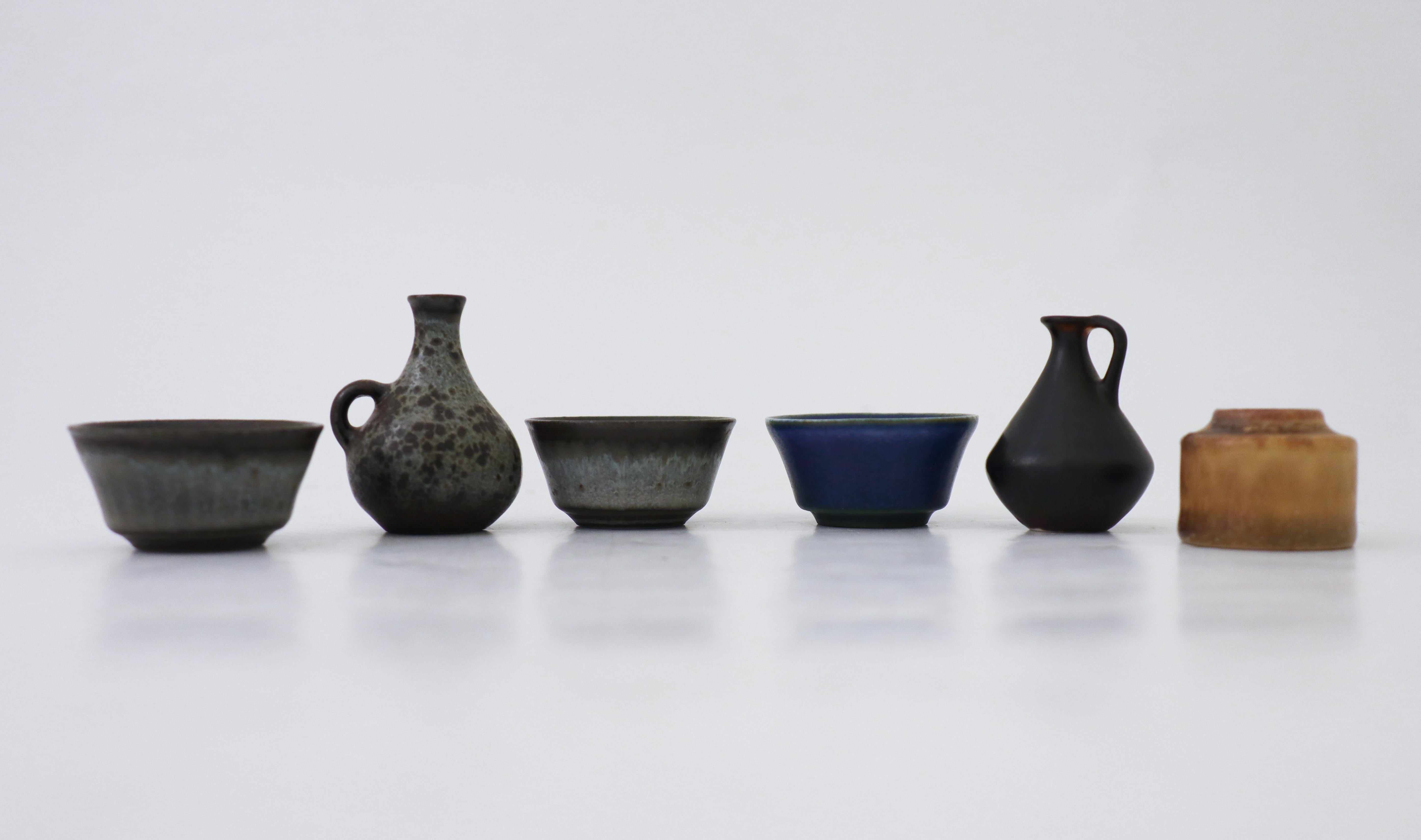 Glazed Group of 5 Miniature Vases & Bowls, Rörstrand, Carl-Harry Stålhane