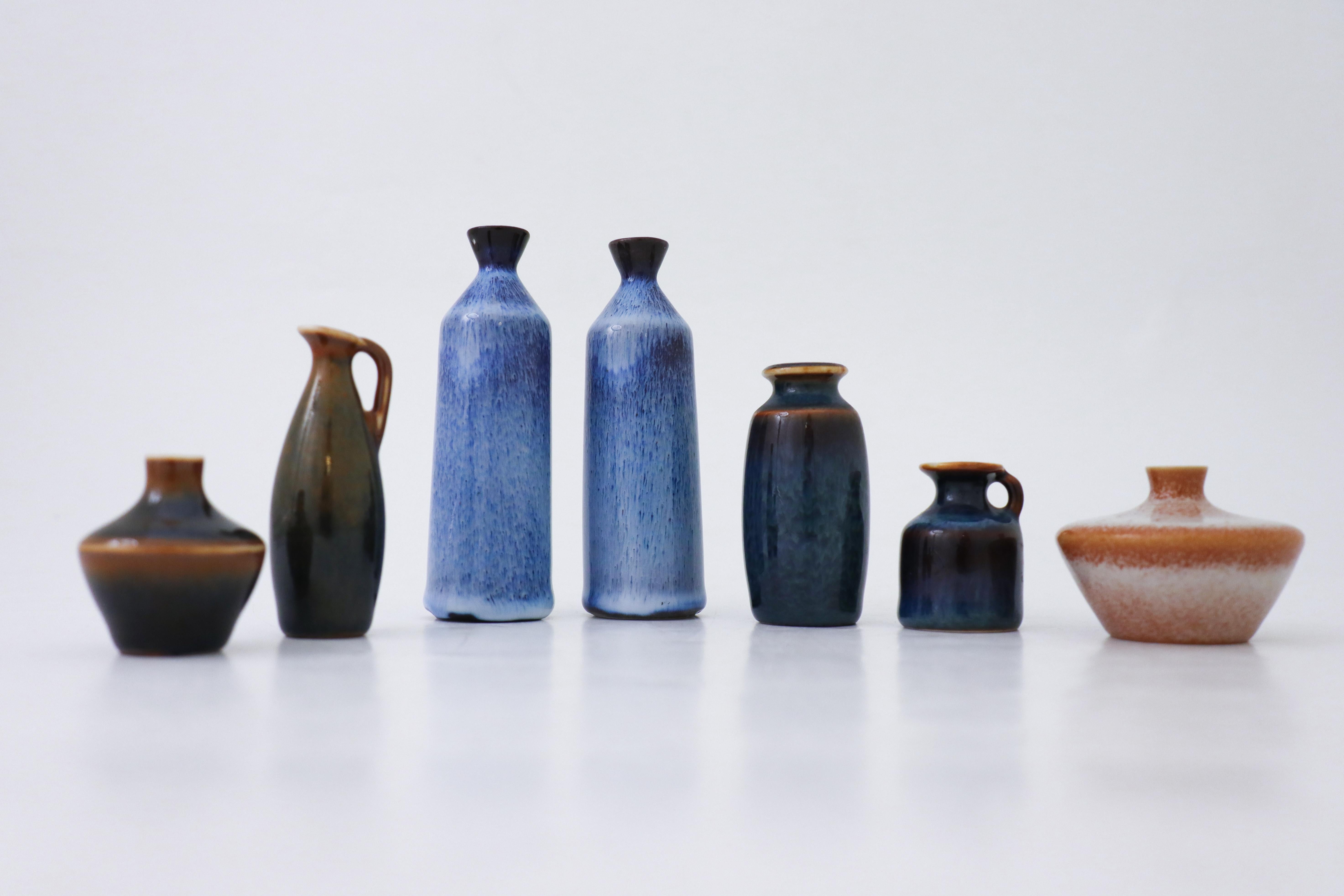 Scandinavian Modern Group of 7 Miniature Vases, Rörstrand, Mid-Century Vintage Scandinavian Design