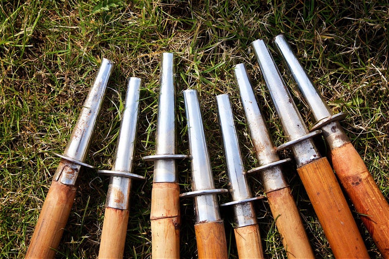 Group of 8 Lances, Mid20th Century, Some with Penants For Sale at 1stdibs