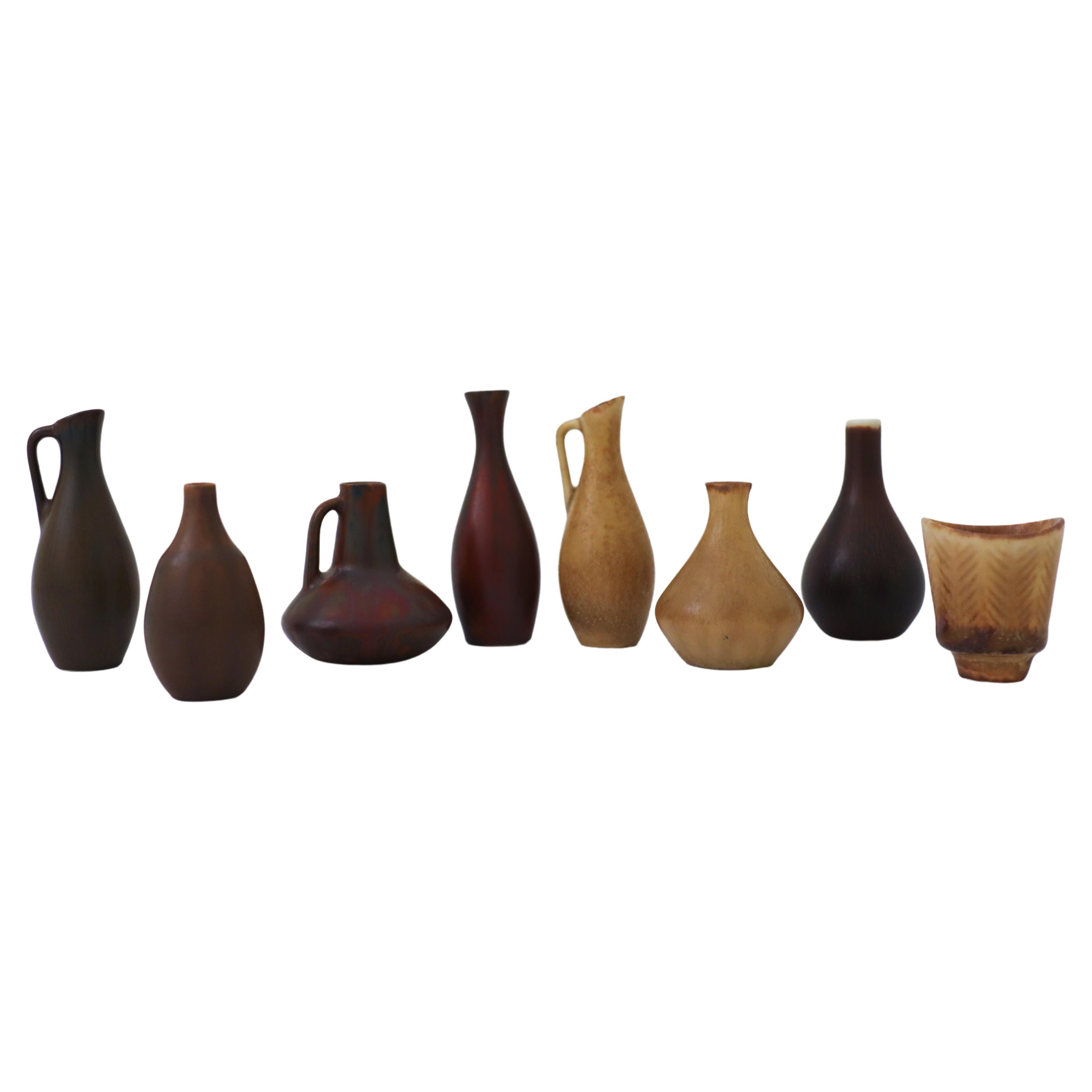 Group of 8 Miniature Vases, Rörstrand, Carl-Harry Stålhane Mid-Century Vintage