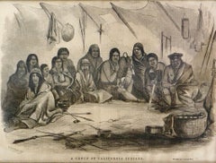 "A Group Of California Indians" Wood Cut Engraving. C 1856. Very Rare. Americana