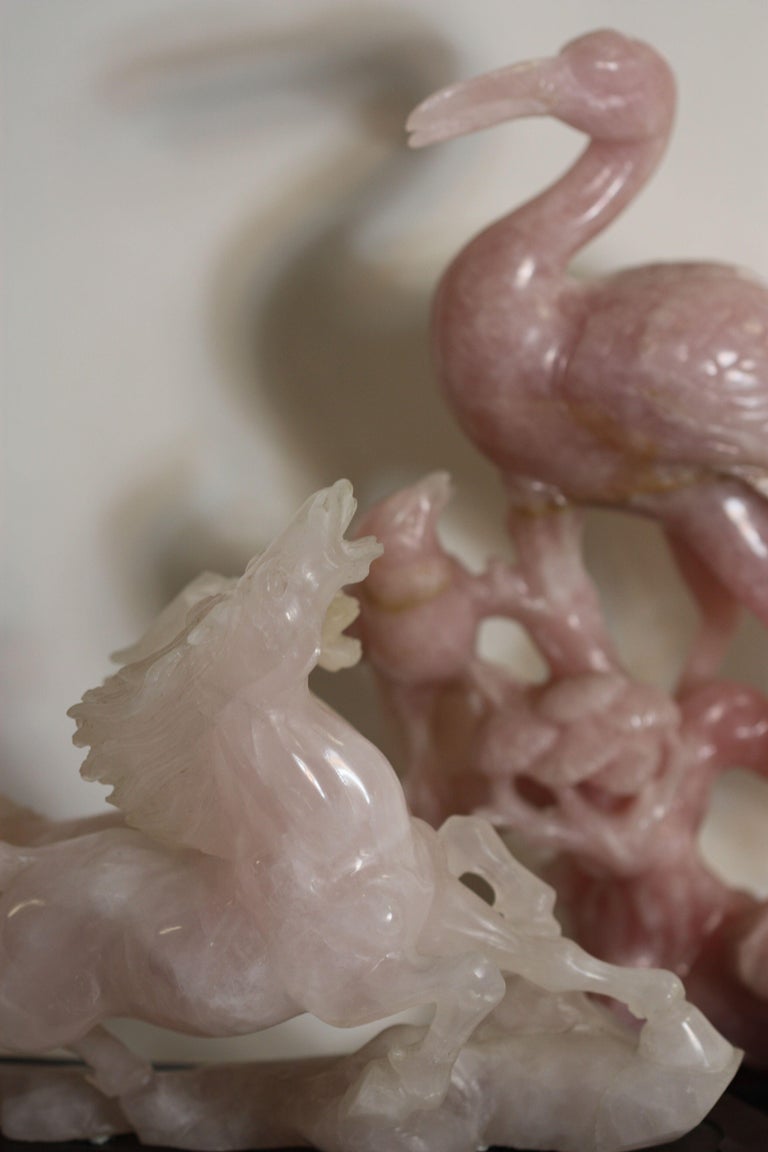 Group of Chinese Rose Quartz Carvings For Sale at 1stDibs