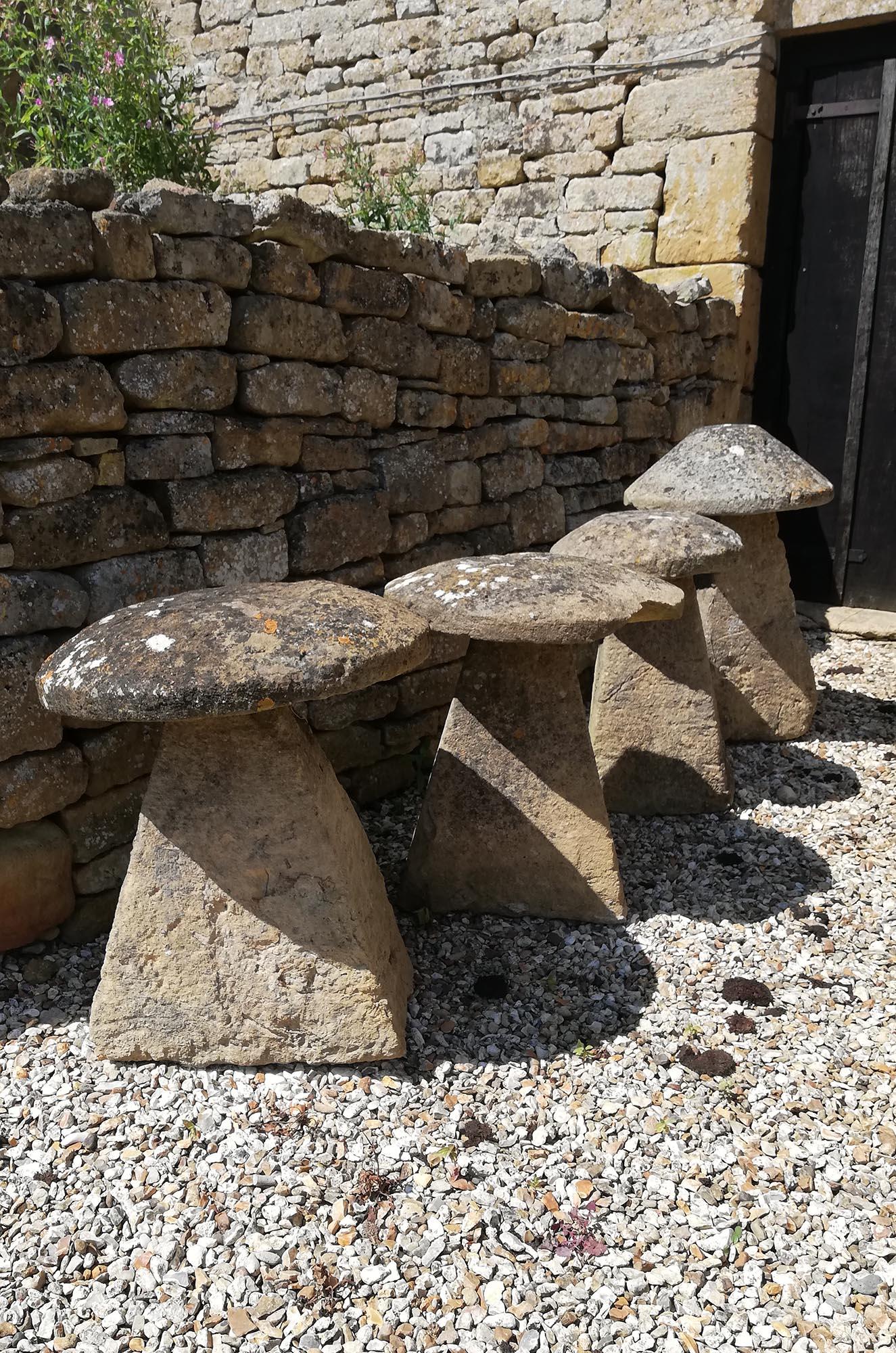 Varying heights from 72 - 90 cm. Varying diameters from 47 - 63 cm

Defined as ‘a low mushroom shaped arrangement of a conical and flat circular stone used as a support for a haystack’, the staddle stone is asked about more than any other item we