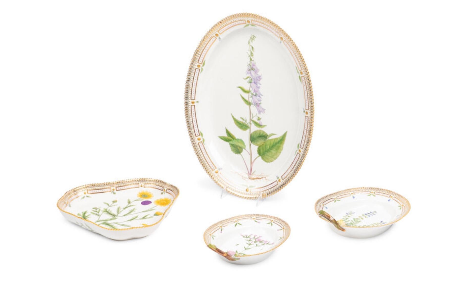 20th Century A Group of Four Royal Copenhagen Flora Danica Porcelain Serving Articles For Sale