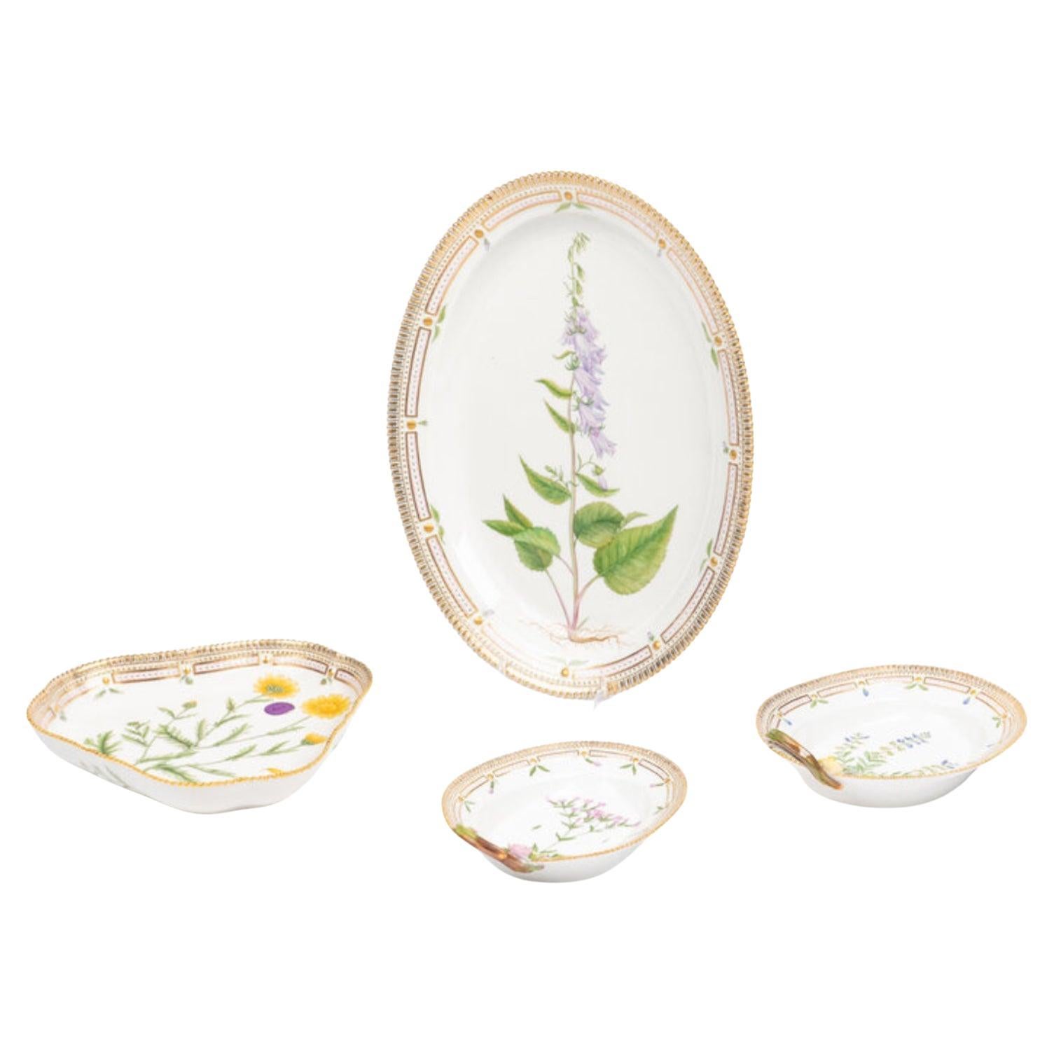 A Group of Four Royal Copenhagen Flora Danica Porcelain Serving Articles