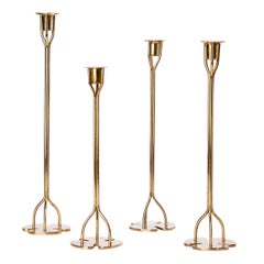 Group of Four Solid Brass Candlesticks by Josef Frank, 1940s