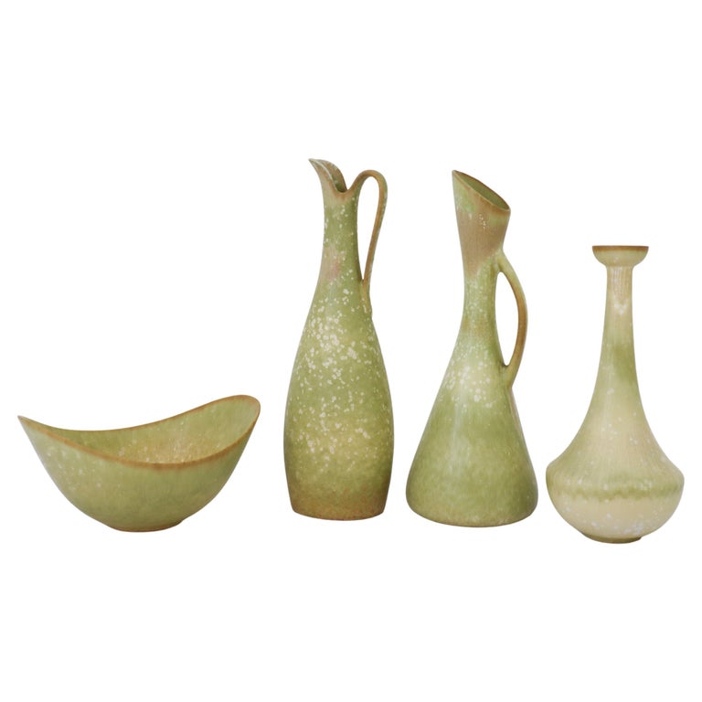 A group of green ceramic vases, Gunnar Nylund, Rörstrand, MidCentury