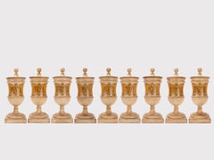 A group of herbalist pharmacy wooden jars, Italy 1870.