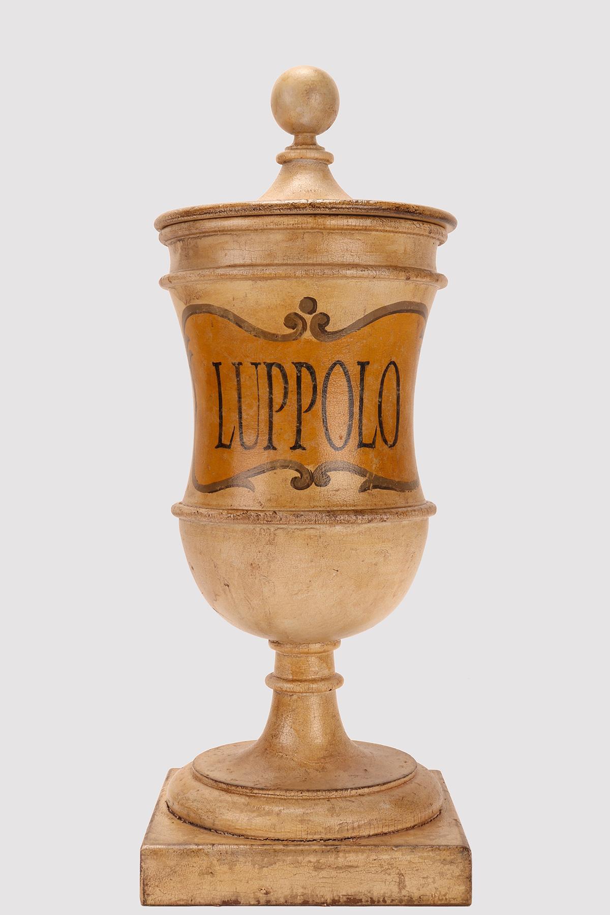 XIX secolo Un gruppo di vasi di legno da farmacia per erboristeria, Italia 1870. in vendita