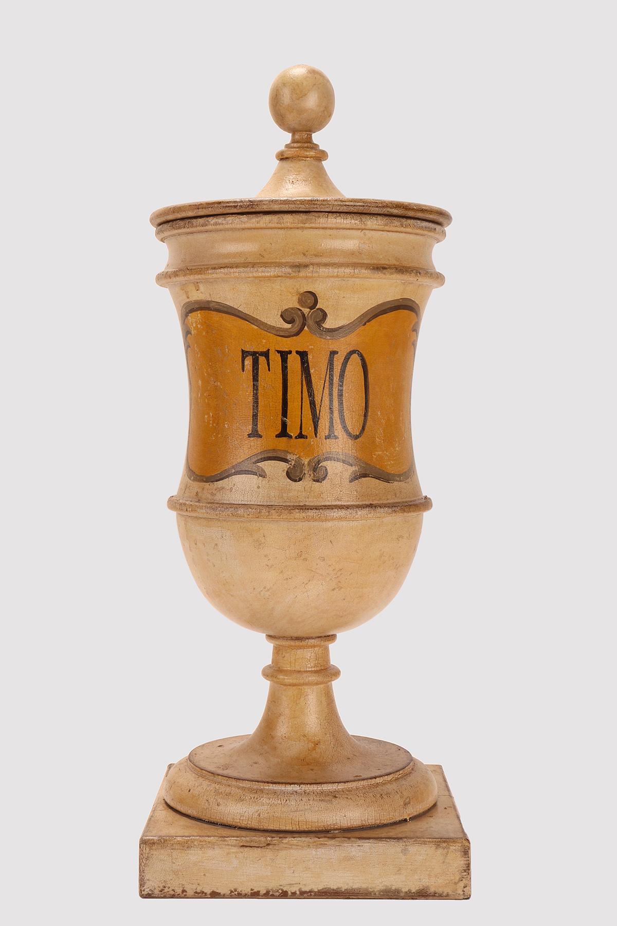 Bois Un groupe de jarres en bois de pharmacie herboristes, Italie 1870. en vente