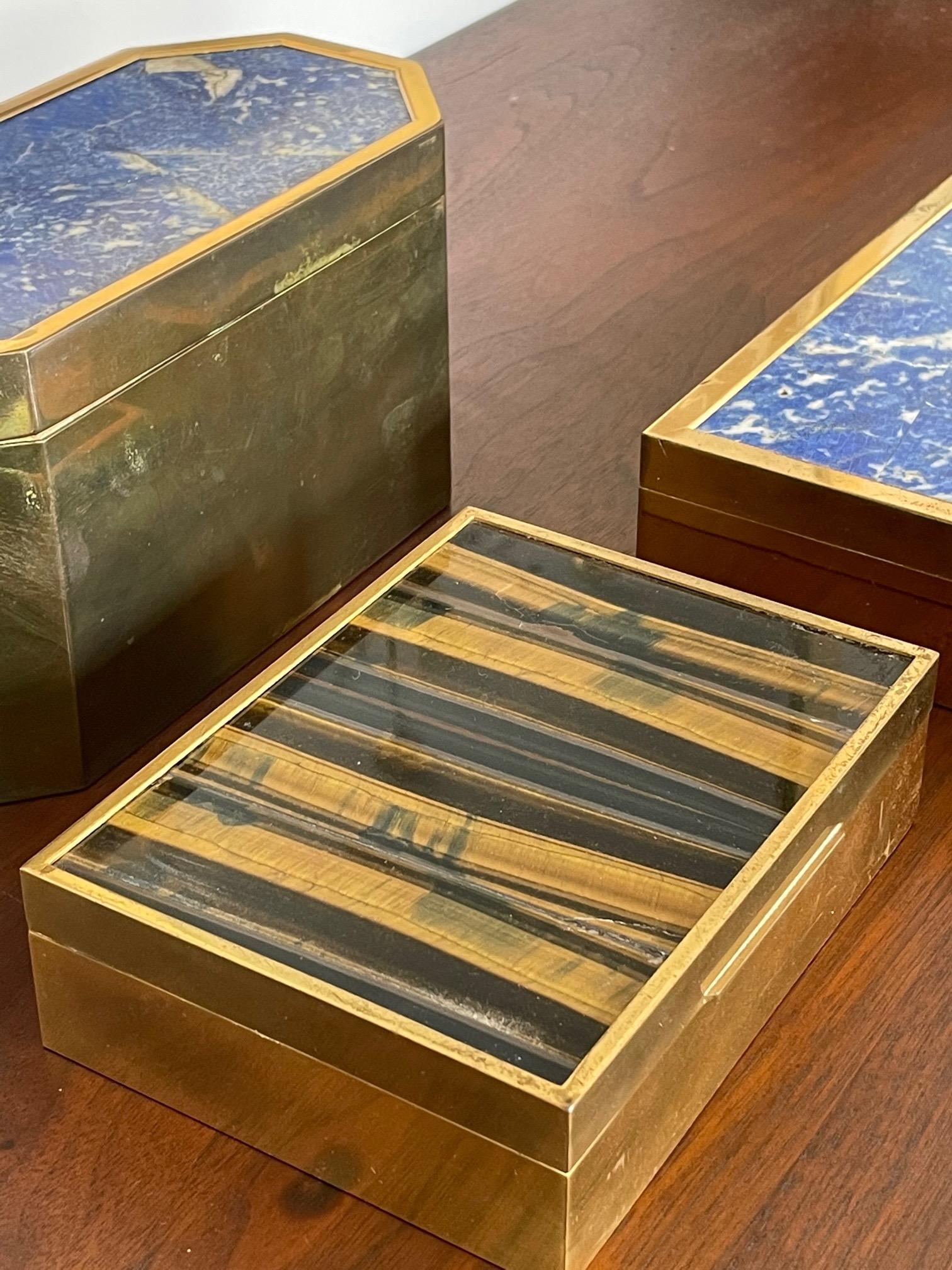 Group of Italian Boxes Lapis Lazuli and Tiger's Eye 6