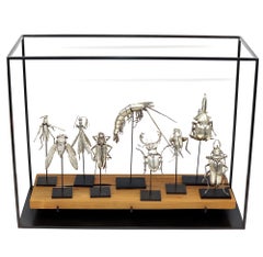 Group of Nine American Silver Articulated Creatures by Oleg Konstantinov