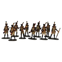 A group of ten hand carved and painted wooden Napoleonic soldier figures c 1930