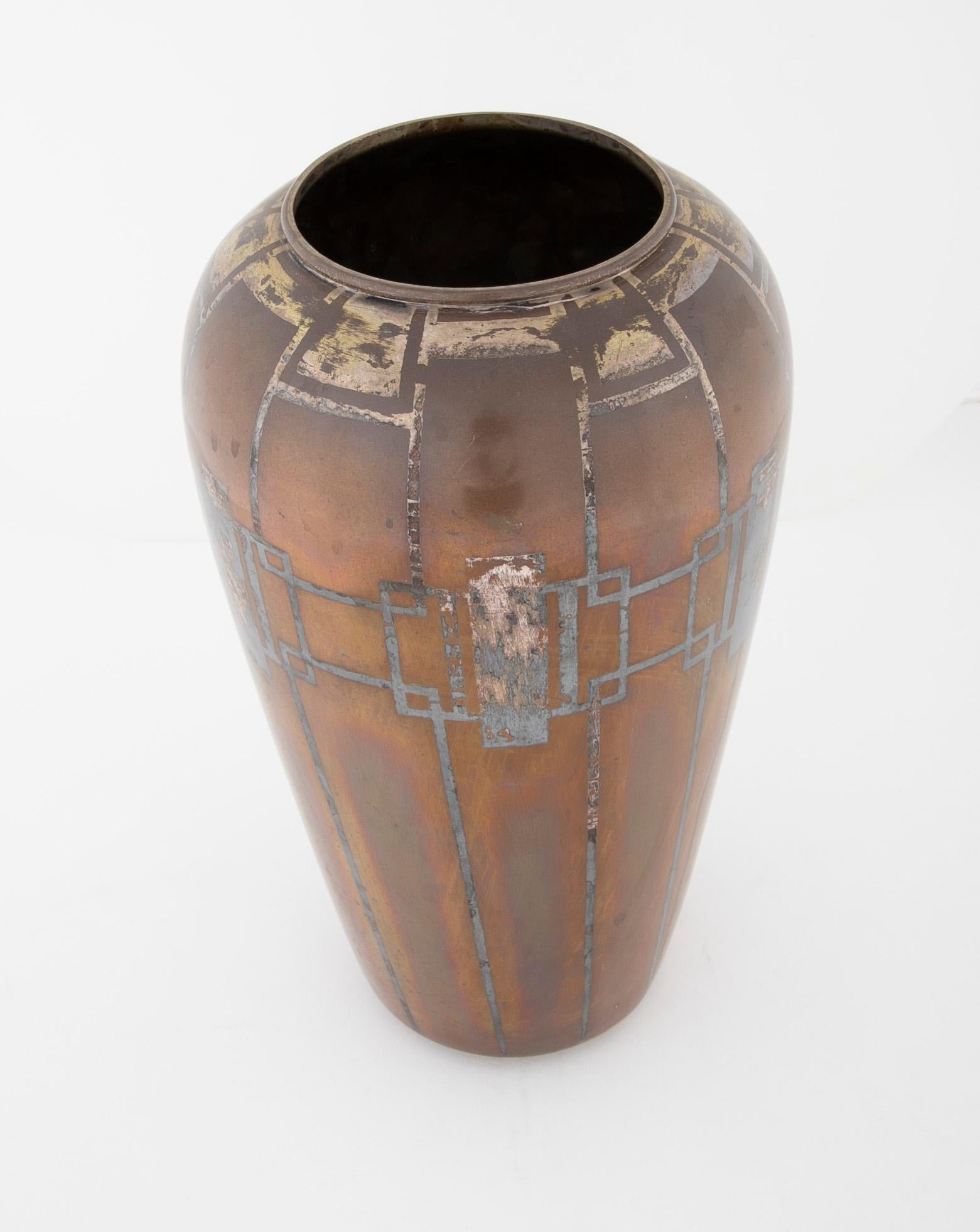 Groupe de trois vases Dinanderie en cuivre de Christofle et Luc Lanel en vente 2
