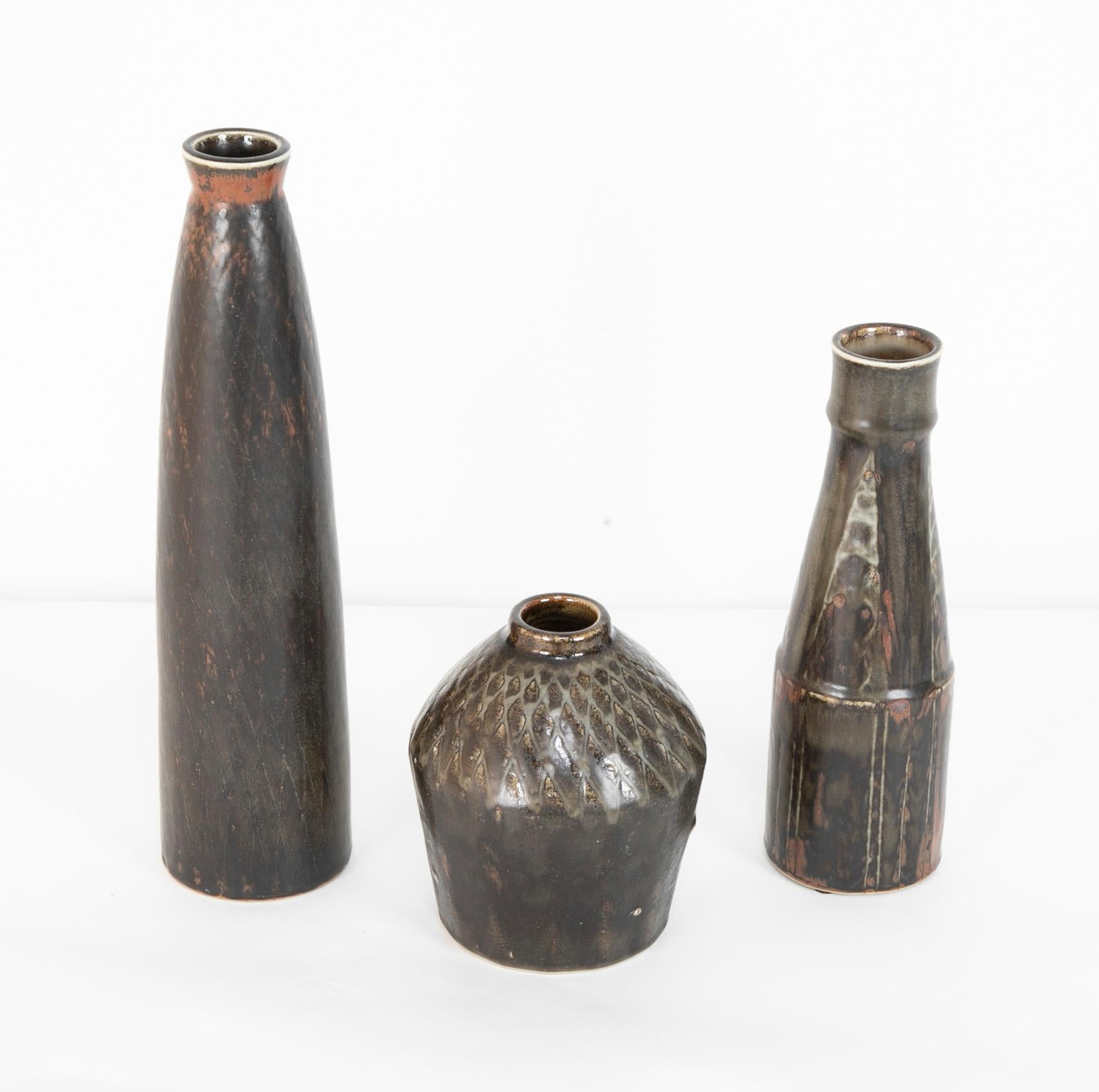 Mid-Century Modern Group of Three Glazed Porcelain 