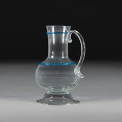 A Group of Three Murano Glass Vessels or Pitchers, with Blue Decoration