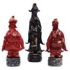 Group of Three Vintage Murano Glass Oriental Men by Ermanno Nason '1928-2013'