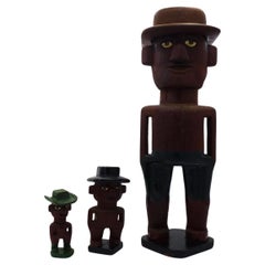 Group of Three Western Figures Carved by the Same Maker. Each in Stylized Pose
