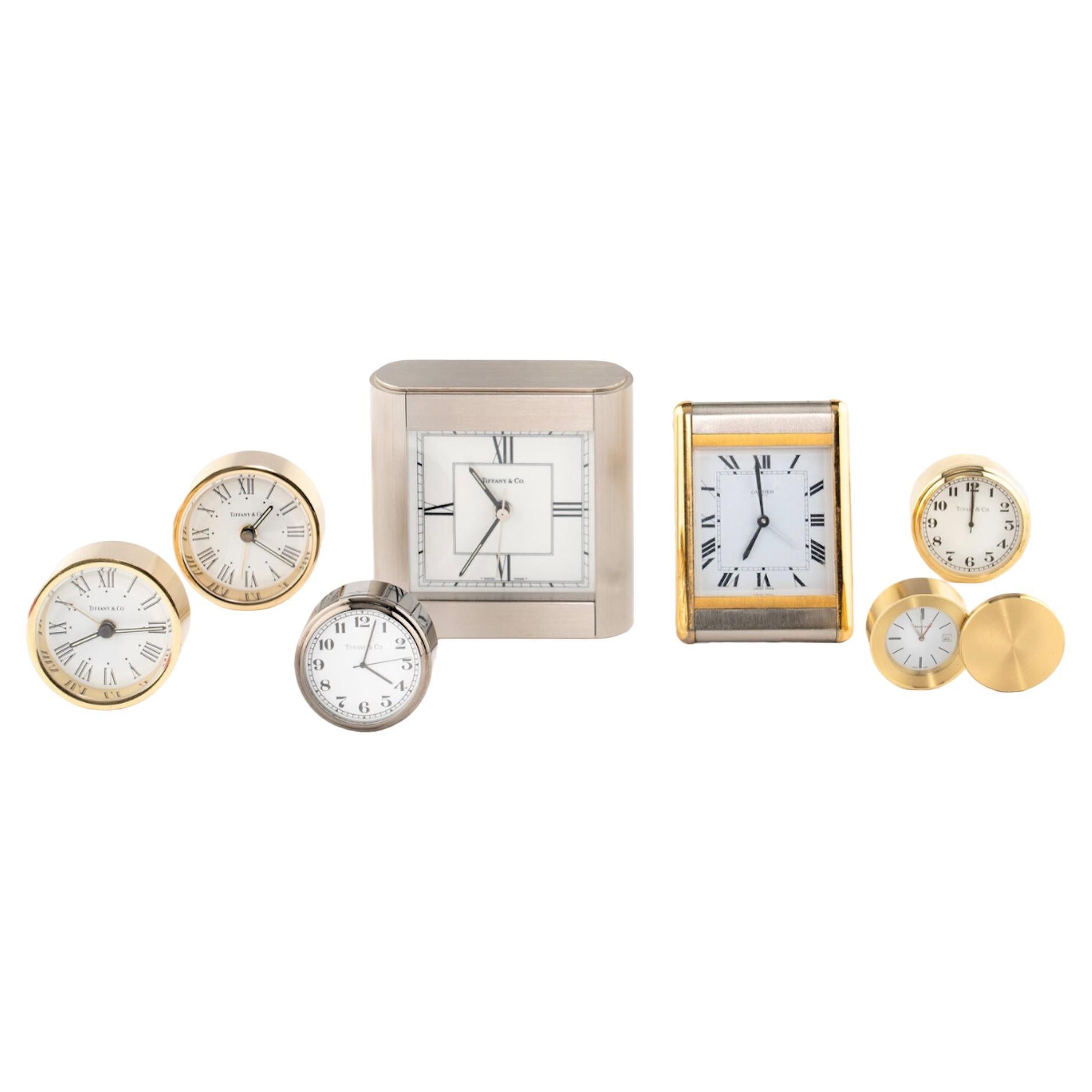 A Group of Tiffany and Cartier Desk Clocks 20th Century. Priced per clock.