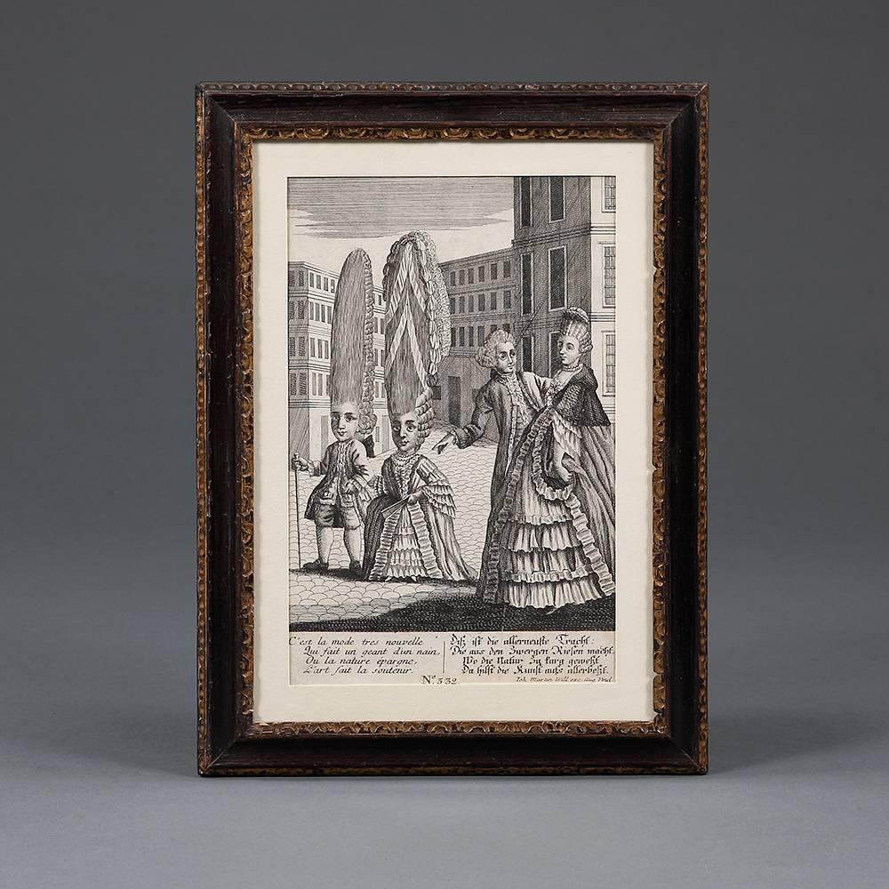 Group of 12 Late 18th Century Satirical Prints of Women and Their Wigs For Sale 3